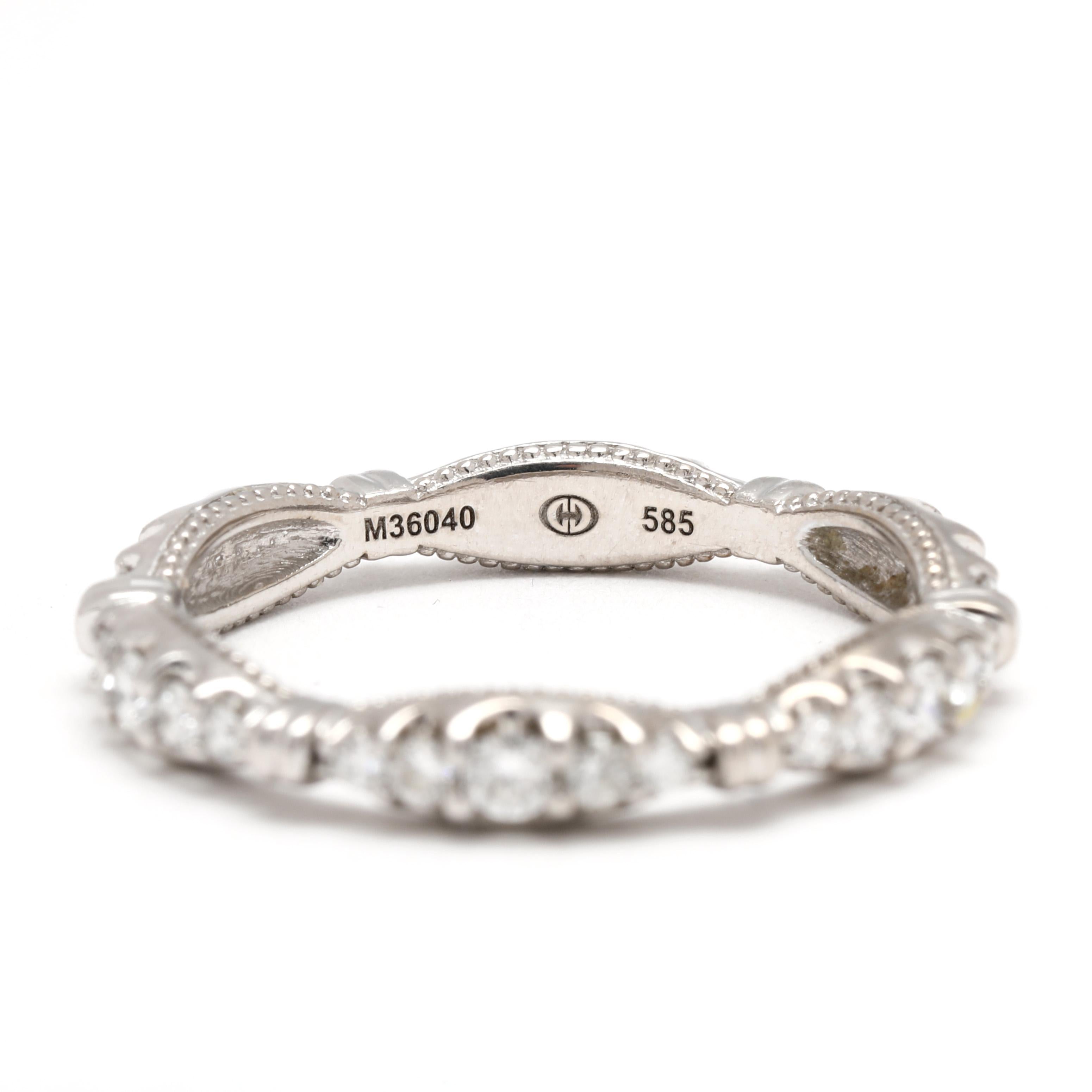 Women's or Men's Christopher Designs .42ctw Diamond Scalloped Band, 14k White Gold, Ring Size 7 For Sale
