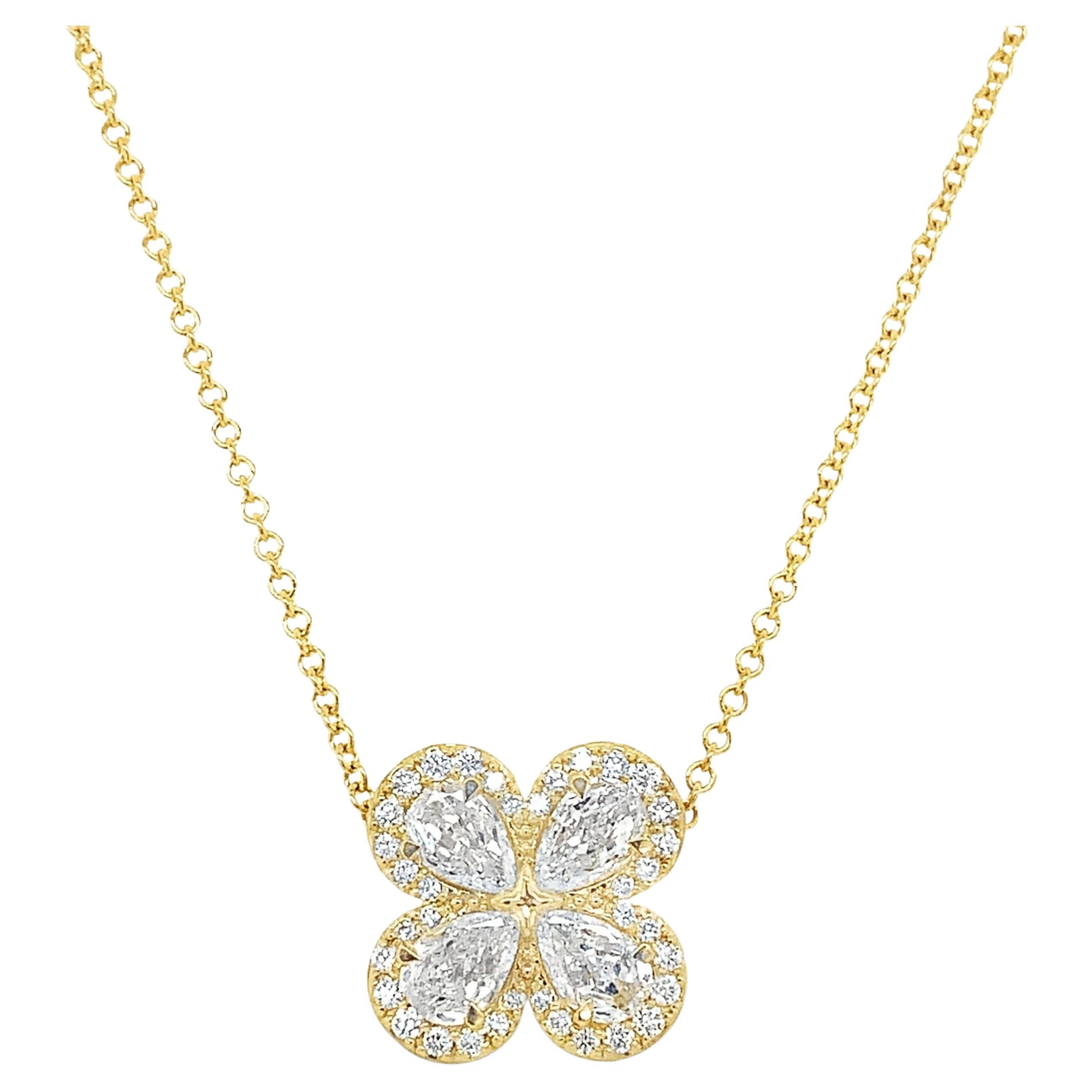 Christopher Designs Classic L'Amour Crisscut Pear Shaped Diamond Pendant in 18K