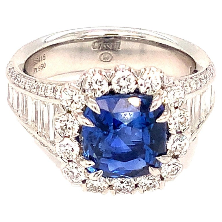 Christopher Designs Crisscut Blue Sapphire and Diamond Ring Set in ...
