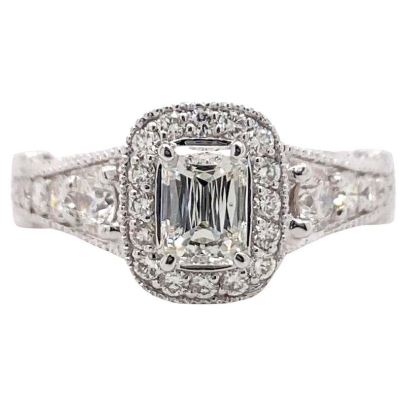 Christopher Designs Crisscut Round Halo Diamond Engagement Ring 18k ...
