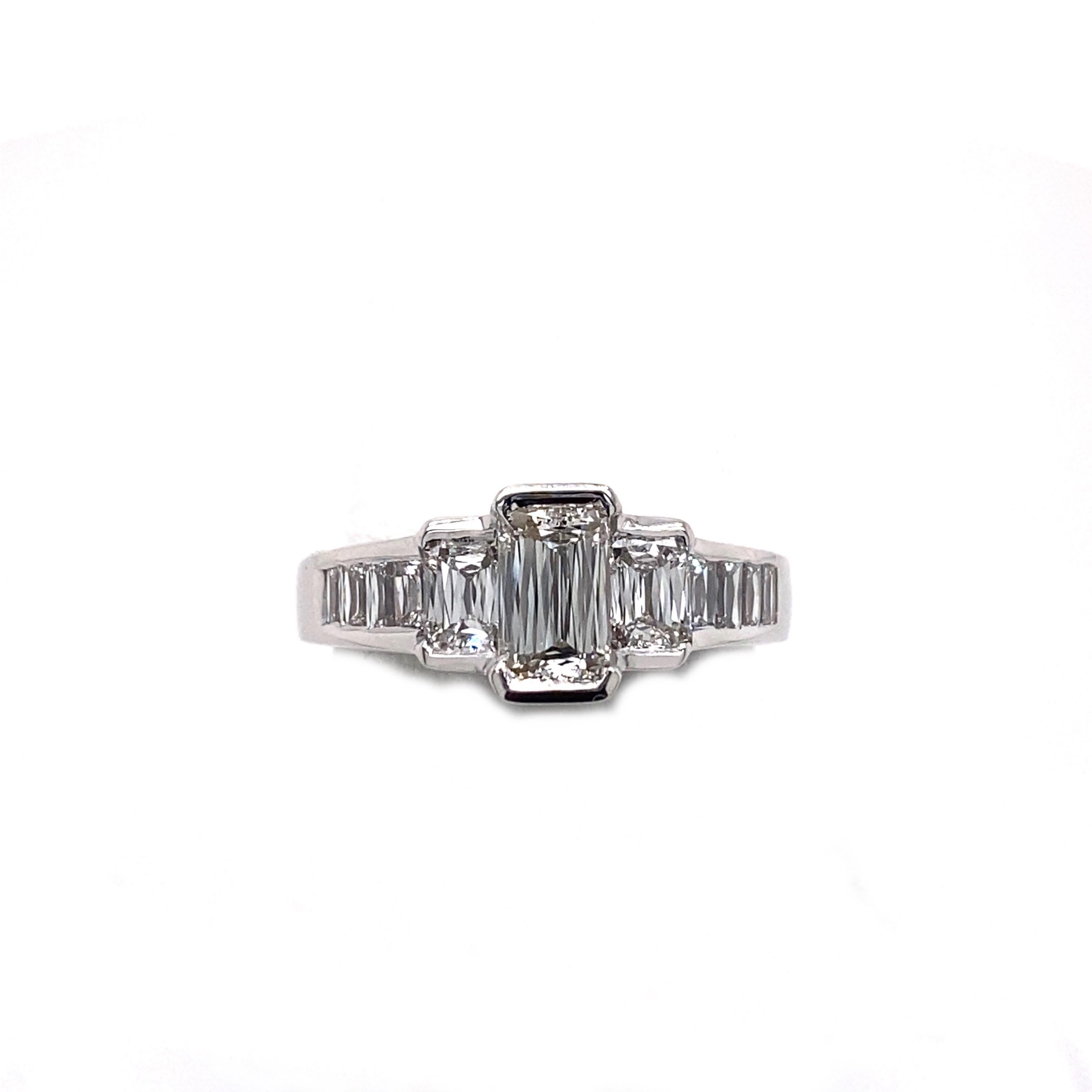 Christopher Designs CRISSCUT Diamond L'Amour Engagement Ring 1.75 tcw 18kt WG For Sale 2