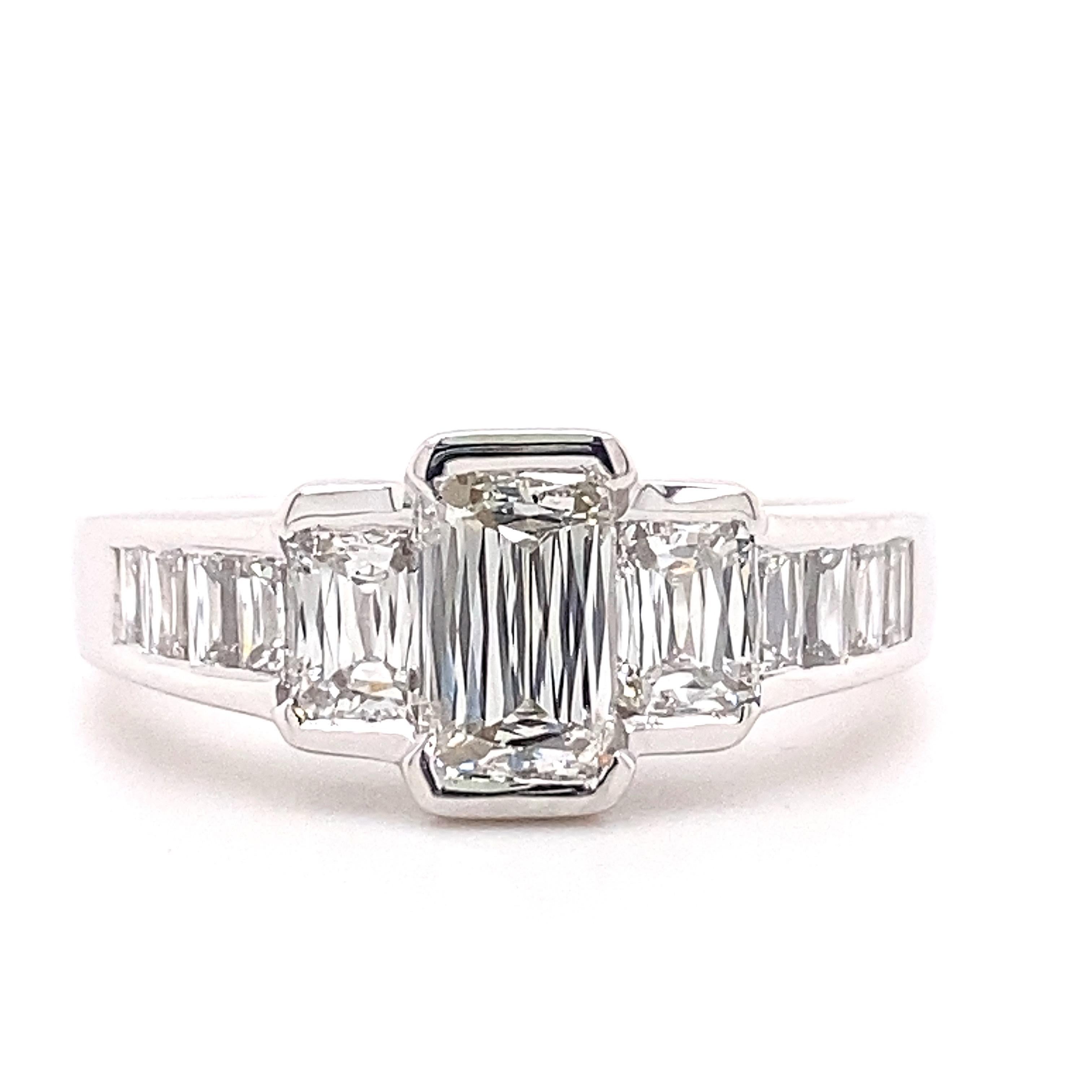 Christopher Designs CRISSCUT Diamond L'Amour Engagement Ring 1.75 tcw 18kt WG For Sale 3
