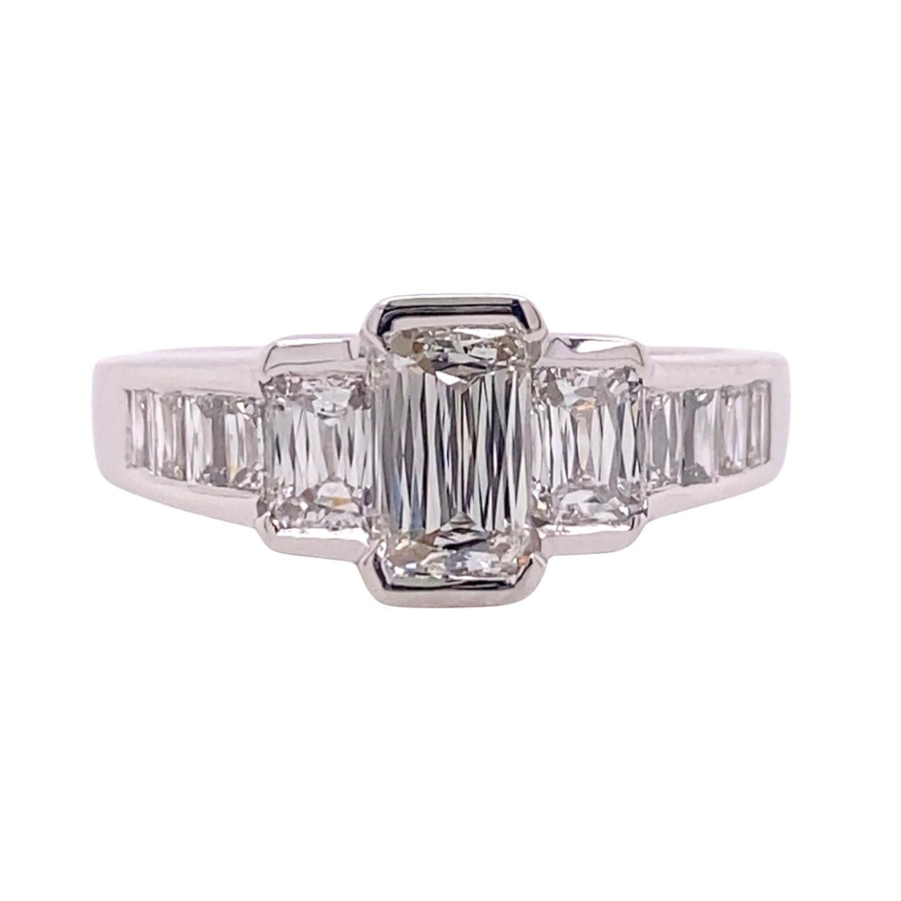 Christopher Designs CRISSCUT Diamond L'Amour Engagement Ring 1.75 tcw 18kt WG For Sale 4