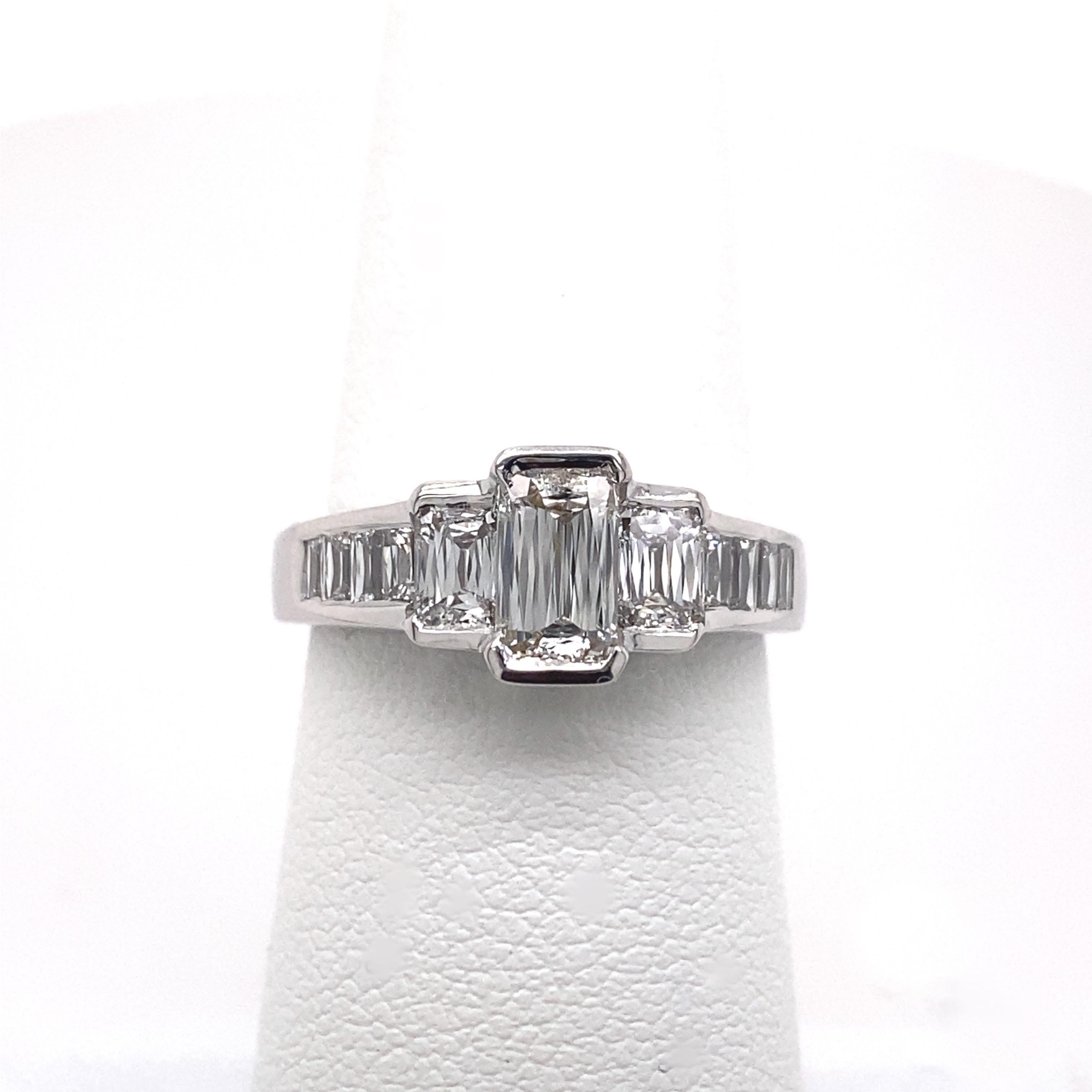 Emerald Cut Christopher Designs CRISSCUT Diamond L'Amour Engagement Ring 1.75 tcw 18kt WG For Sale