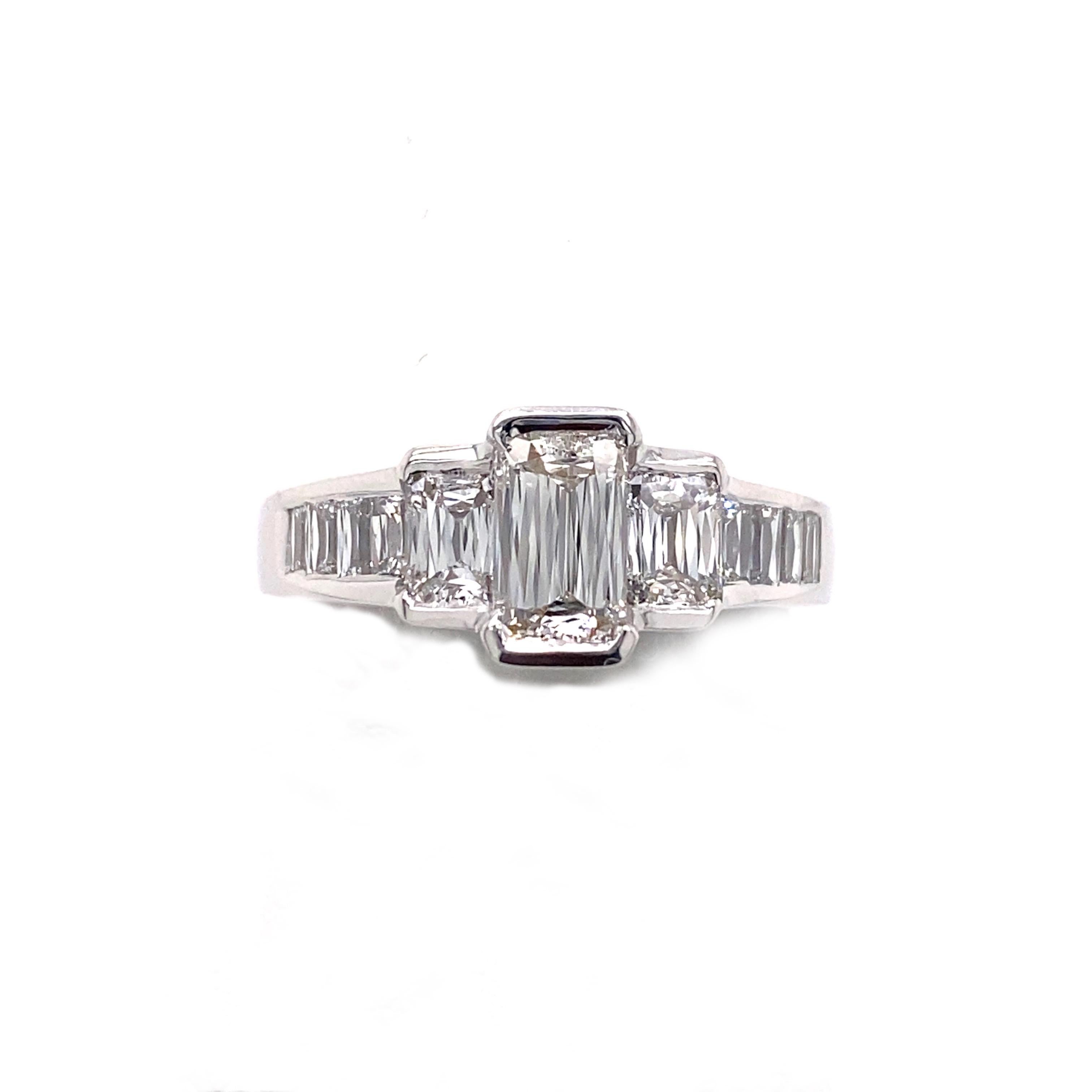 Women's or Men's Christopher Designs CRISSCUT Diamond L'Amour Engagement Ring 1.75 tcw 18kt WG For Sale