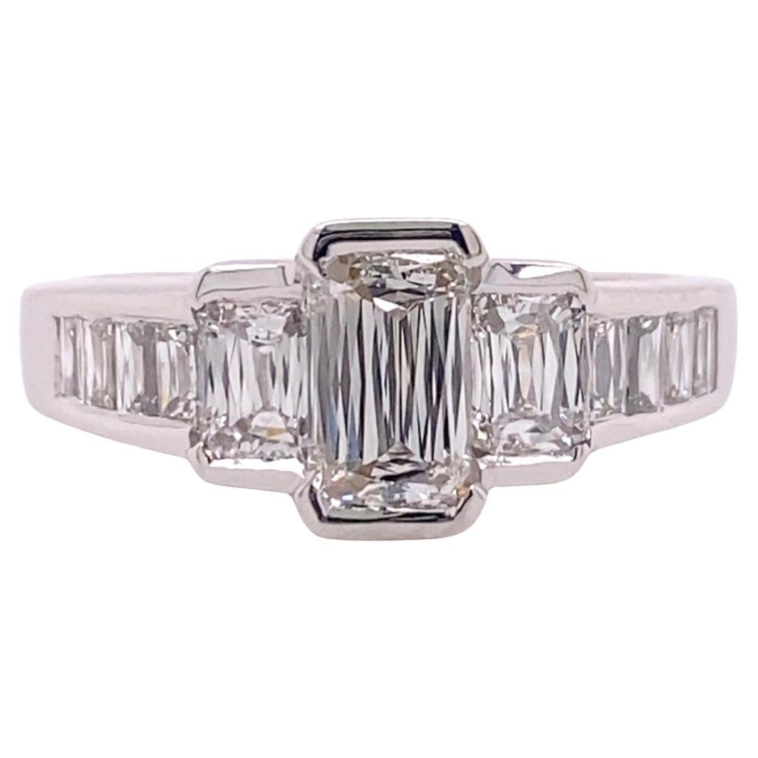 Christopher Designs CRISSCUT Diamond L'Amour Engagement Ring 1.75 tcw 18kt WG For Sale
