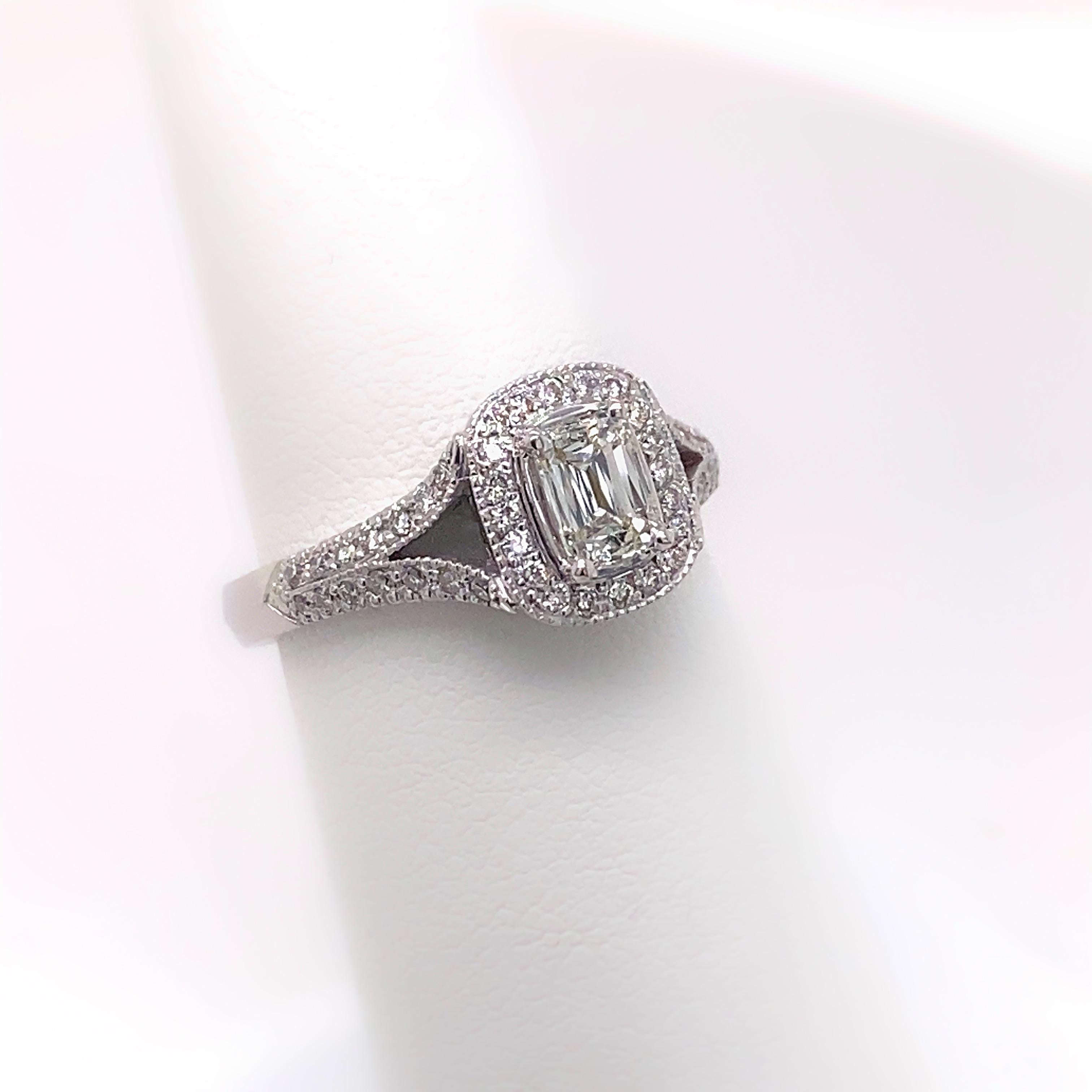 Emerald Cut Christopher Designs CRISSCUT Diamond L'Amour Split Shank Engagement Ring 1.00tcw For Sale