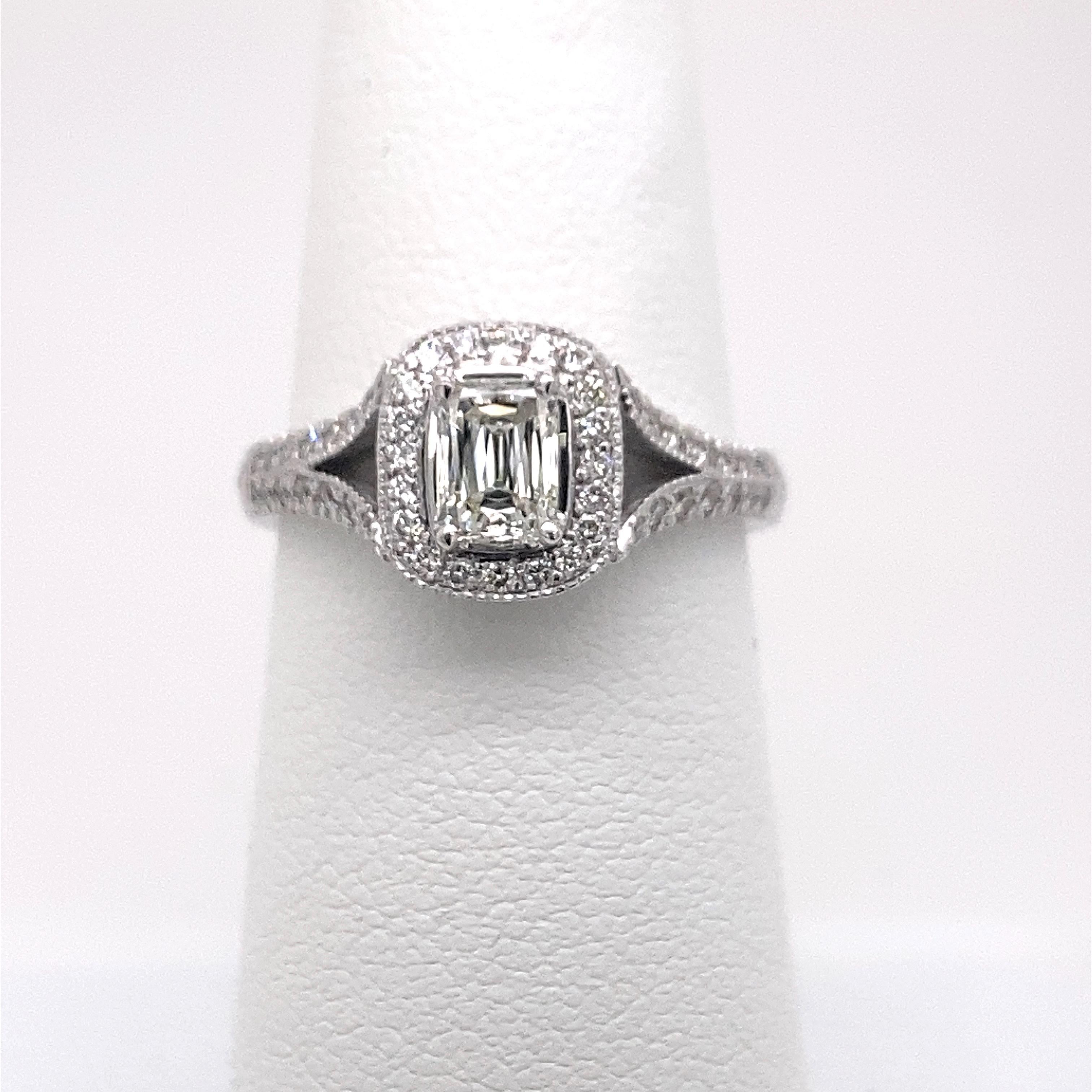 Christopher Designs CRISSCUT Diamond L'Amour Split Shank Engagement Ring 1.00tcw In Excellent Condition For Sale In San Diego, CA