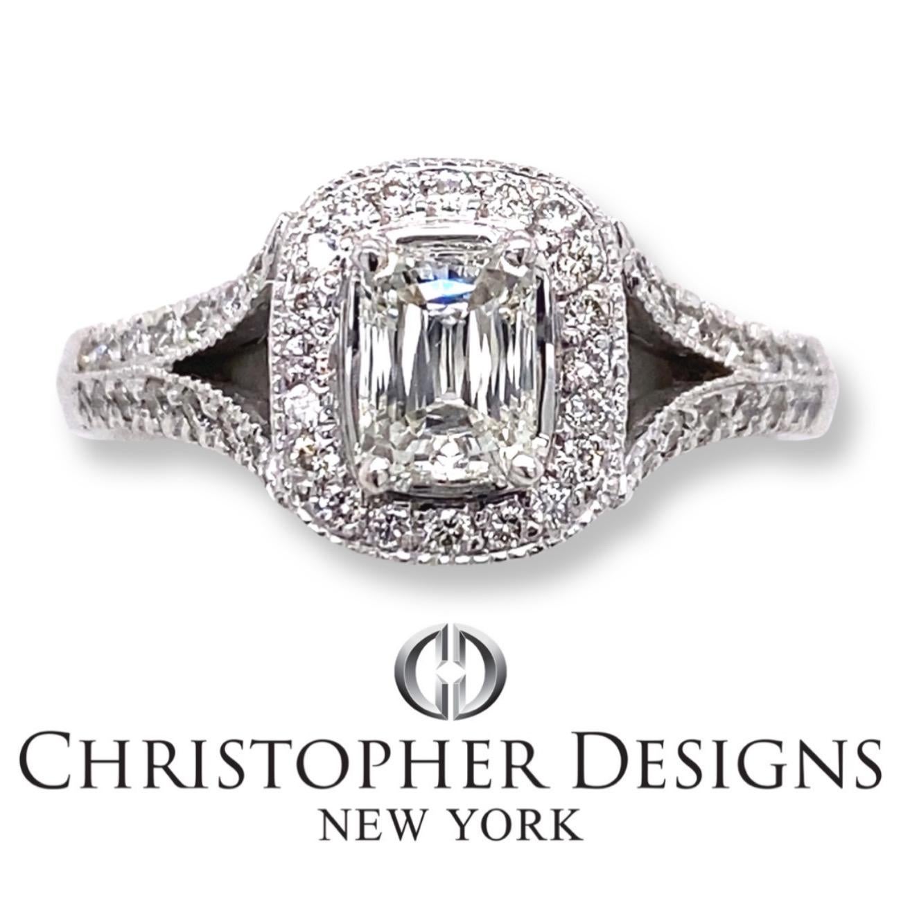 Women's Christopher Designs CRISSCUT Diamond L'Amour Split Shank Engagement Ring 1.00tcw For Sale