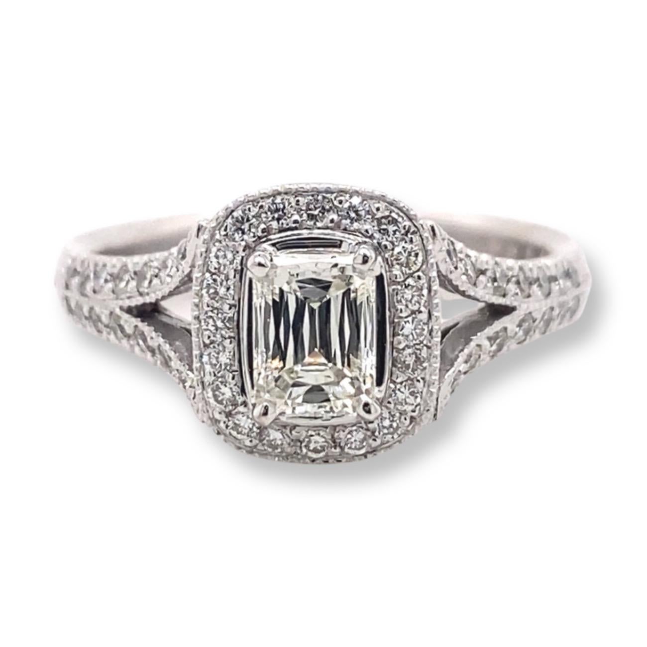 Christopher Designs CRISSCUT Diamond L'Amour Split Shank Engagement Ring 1.00tcw For Sale 1