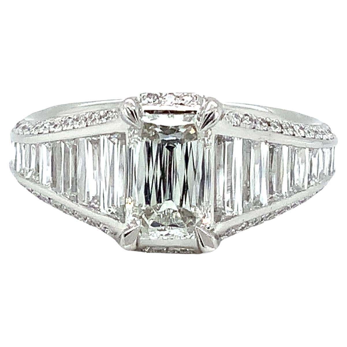 Christopher Designs Crisscut Emerald Diamond Engagement Ring with 1.06 ...