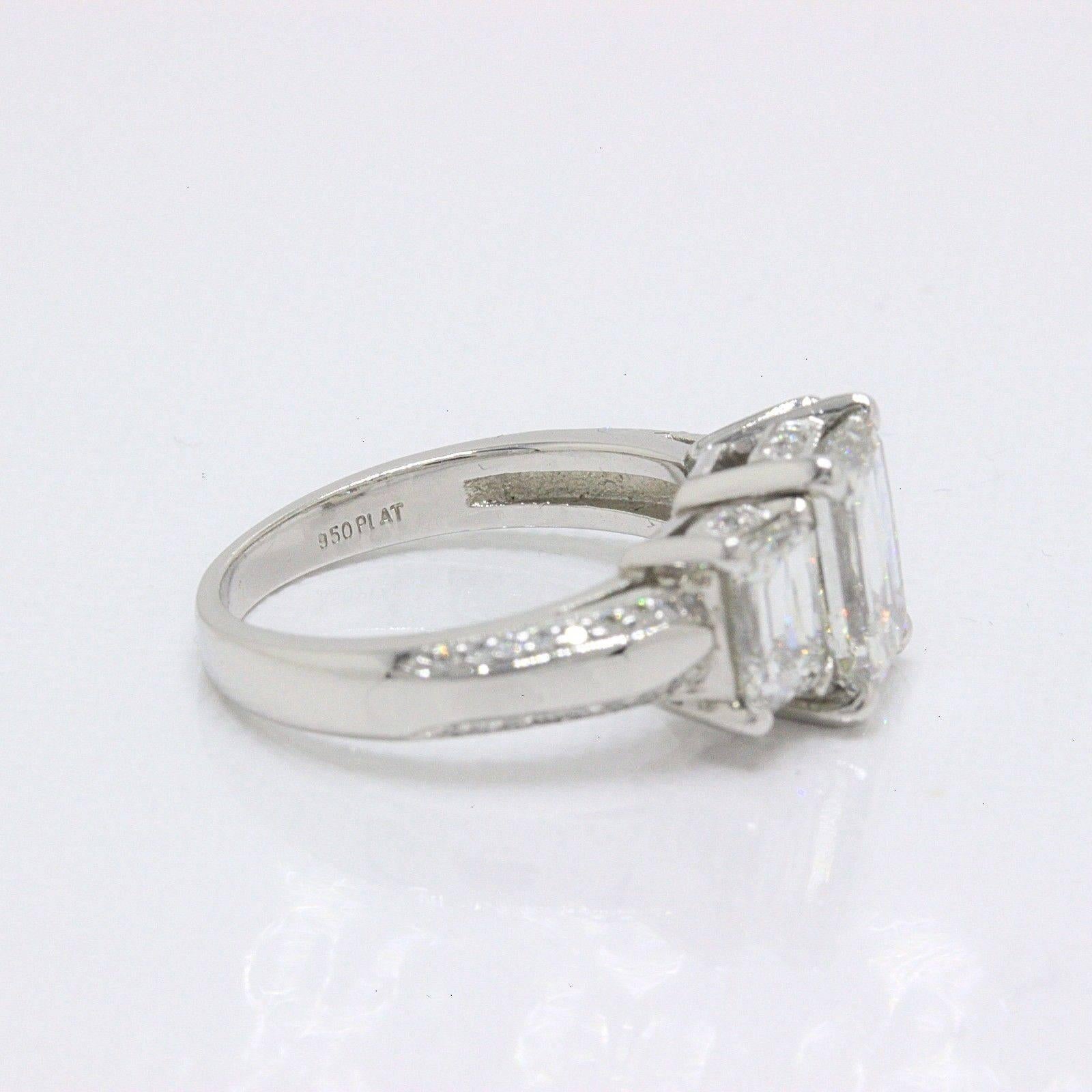 Christopher Designs Crisscut Emerald Diamonds Engagement Ring 4.01 TCW Platinum In Excellent Condition In San Diego, CA