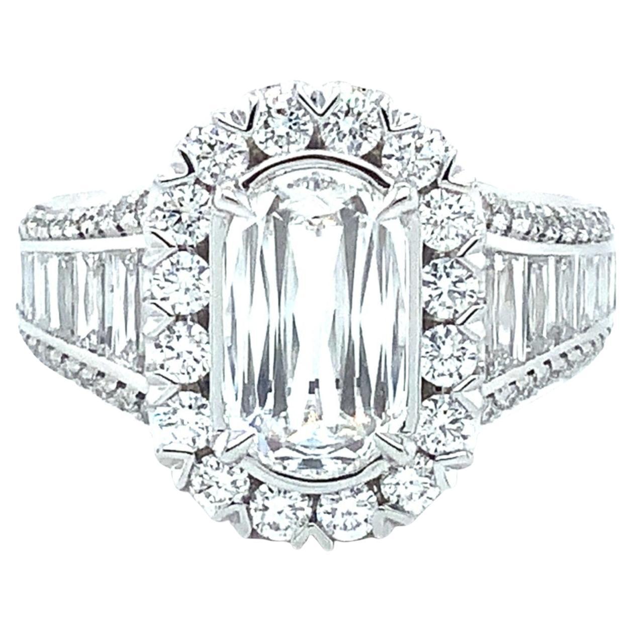 Christopher Designs Crisscut Engagement Ring with 3.10 cts Set in Platinum For Sale