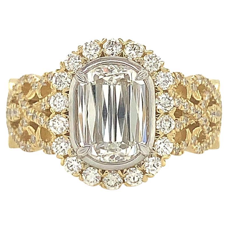 Christopher Designs Crisscut L''Amour Verlobungsring aus 18 Karat Gelbgold mit Diamanten im Angebot