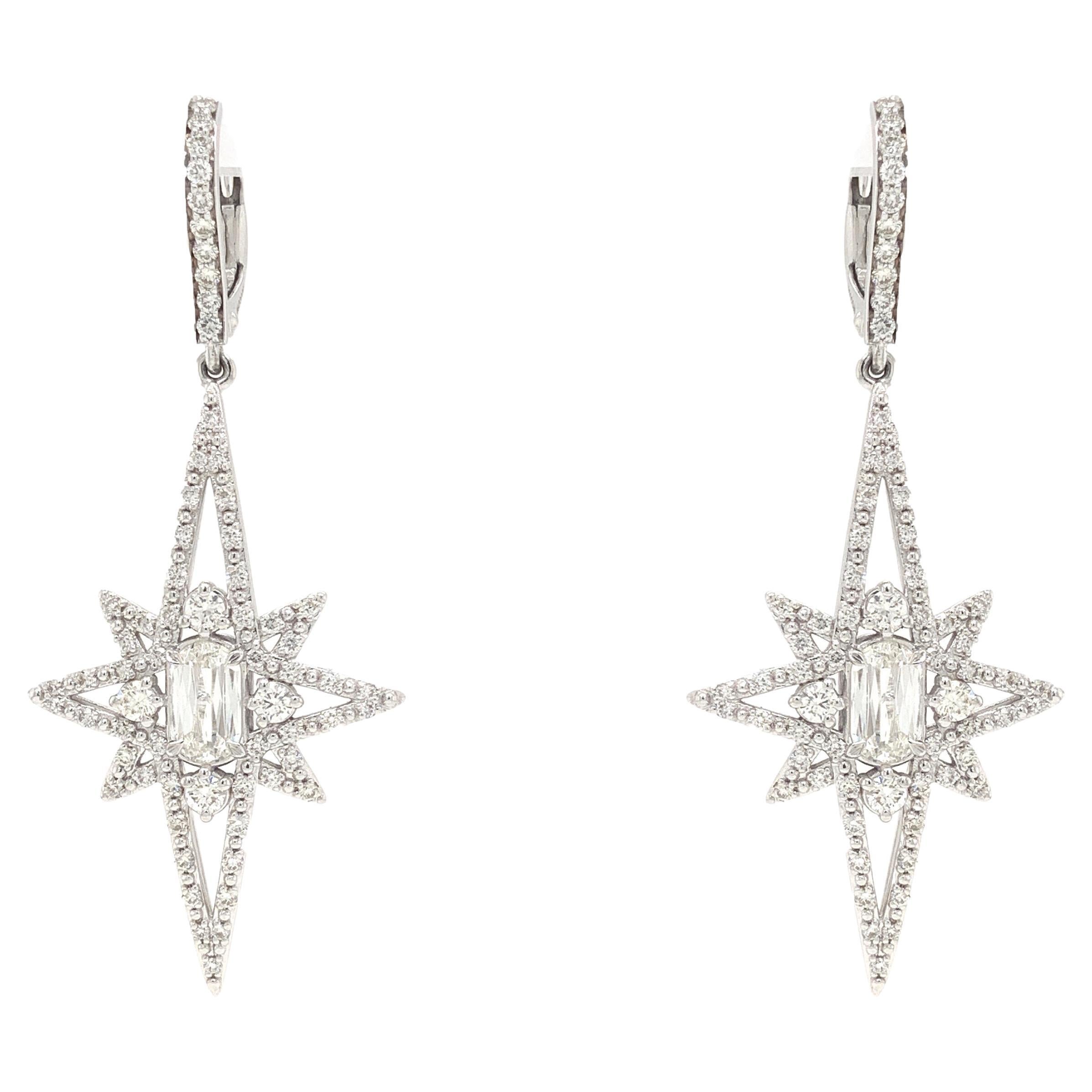 Christopher Designs Crisscut L'Amour Drop Earrings Brilliantly Shining Stars For Sale