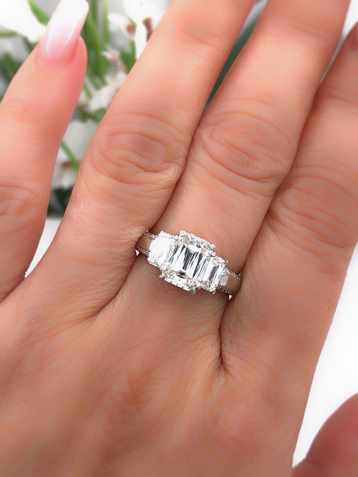 Christopher Designs Crisscut Three-Stone Diamond Engagement Ring 3.25 Carat 3