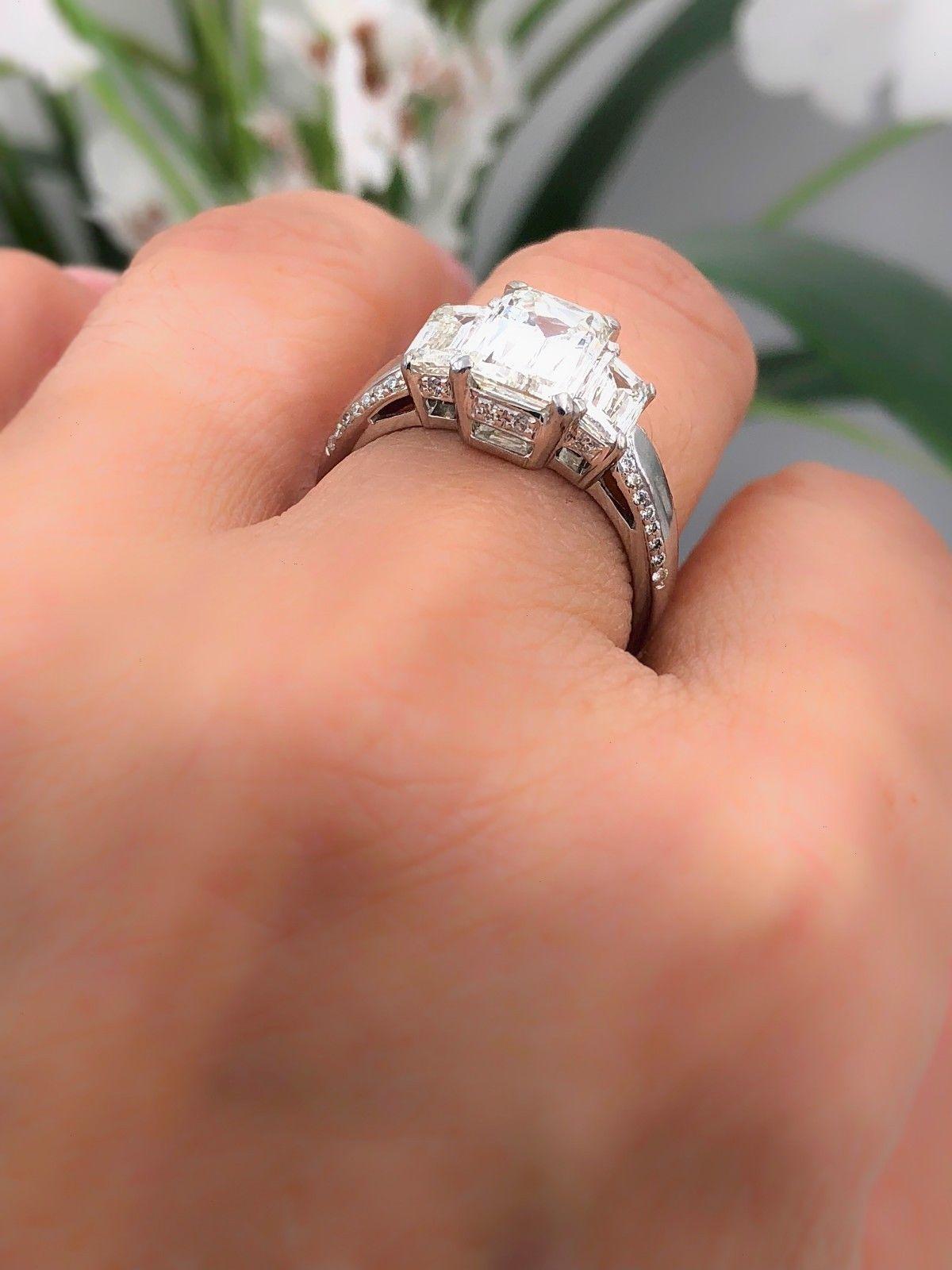 Christopher Designs Crisscut Three-Stone Diamond Engagement Ring 3.25 Carat 4