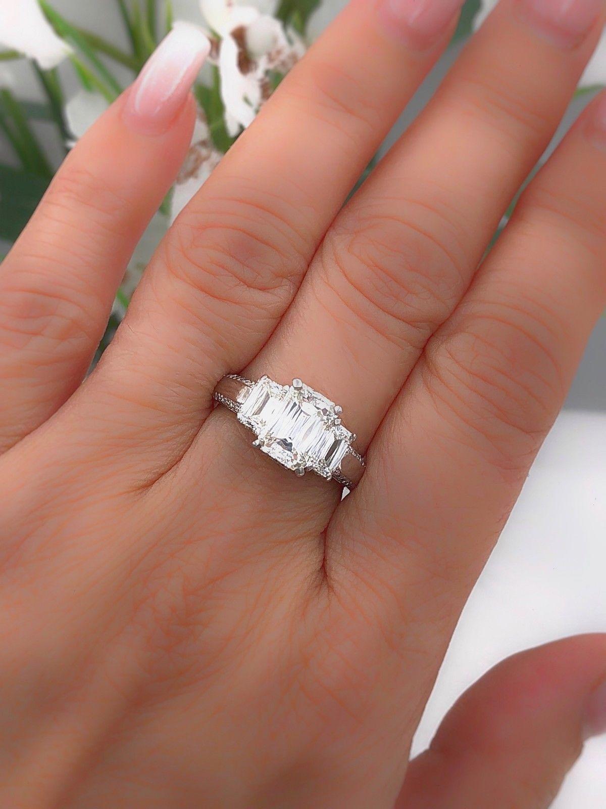 Women's Christopher Designs Crisscut Three-Stone Diamond Engagement Ring 3.25 Carat