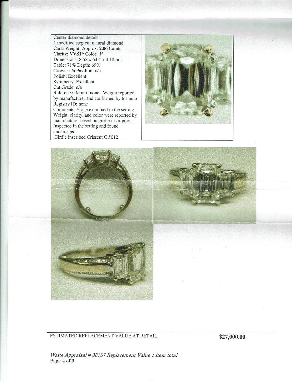 Christopher Designs Crisscut Three-Stone Diamond Engagement Ring 3.25 Carat 1