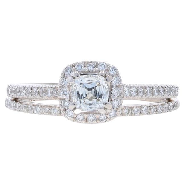 Christopher Designs Diamant Verlobungsring Ehering Weißgold 14k Cushion im Angebot