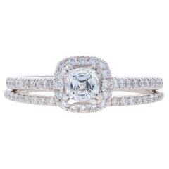 Christopher Designs Diamond Engagement Ring Wedding Band White Gold 14k Cushion