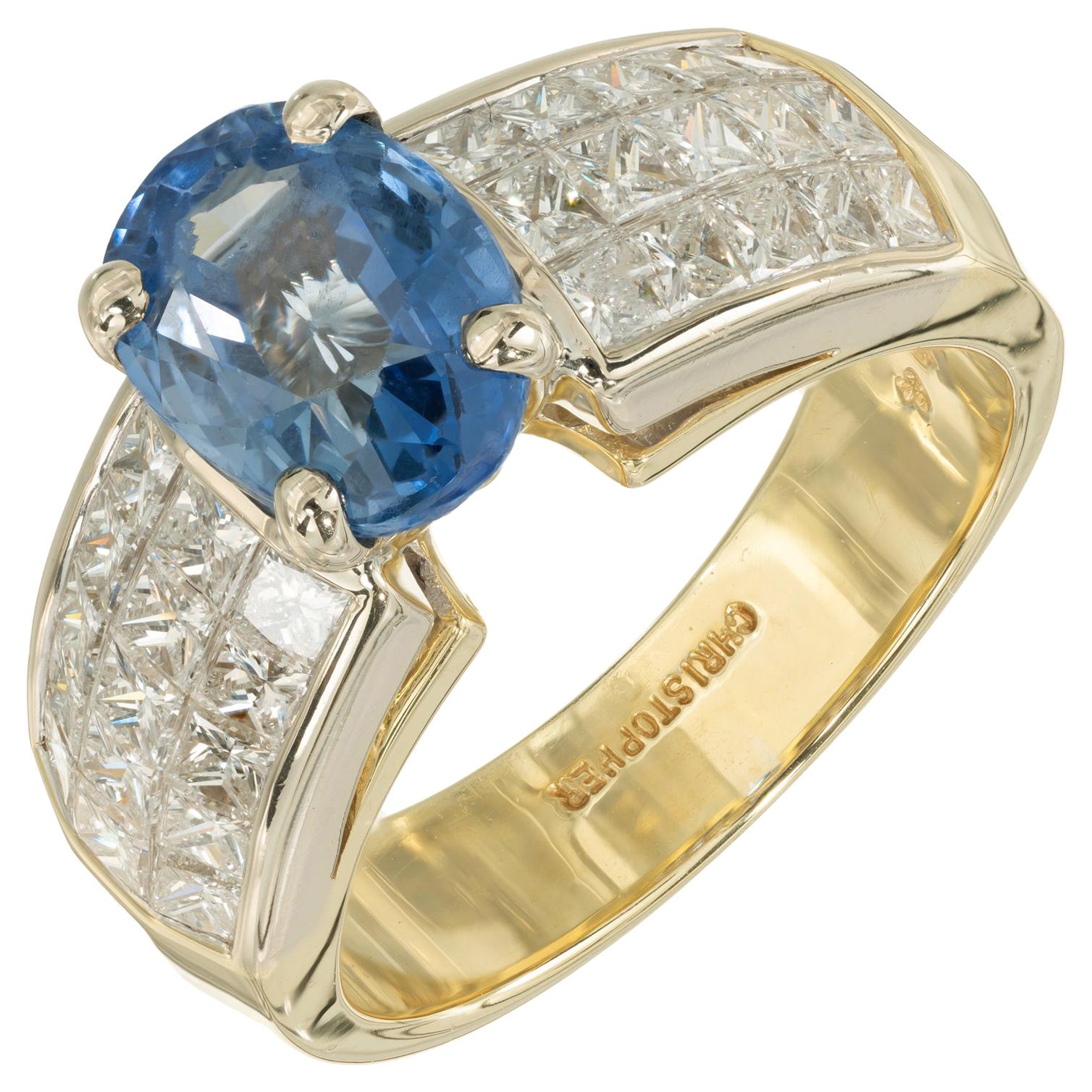 Christopher Designs GIA Certified 2.38 Carat Sapphire Diamond Gold Ring