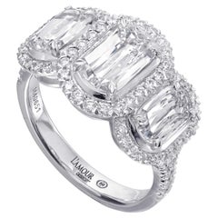 Christopher Designs L'Amour Crisscut 3 Anillo Halo de Diamantes en Oro Blanco de 18 K