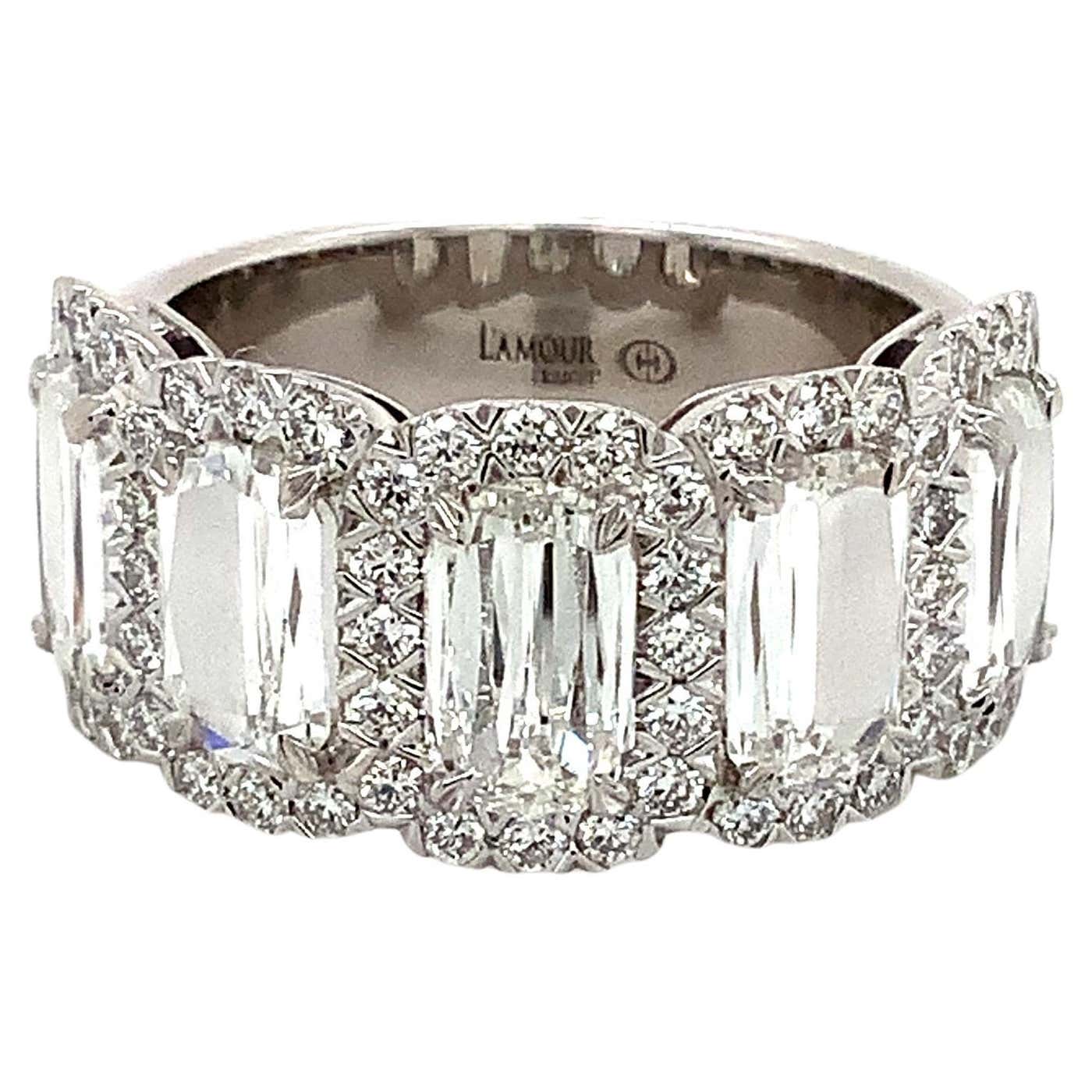 Christopher Designs L'Amour Crisscut 5 Stone Halo Diamond Ring 18K ...