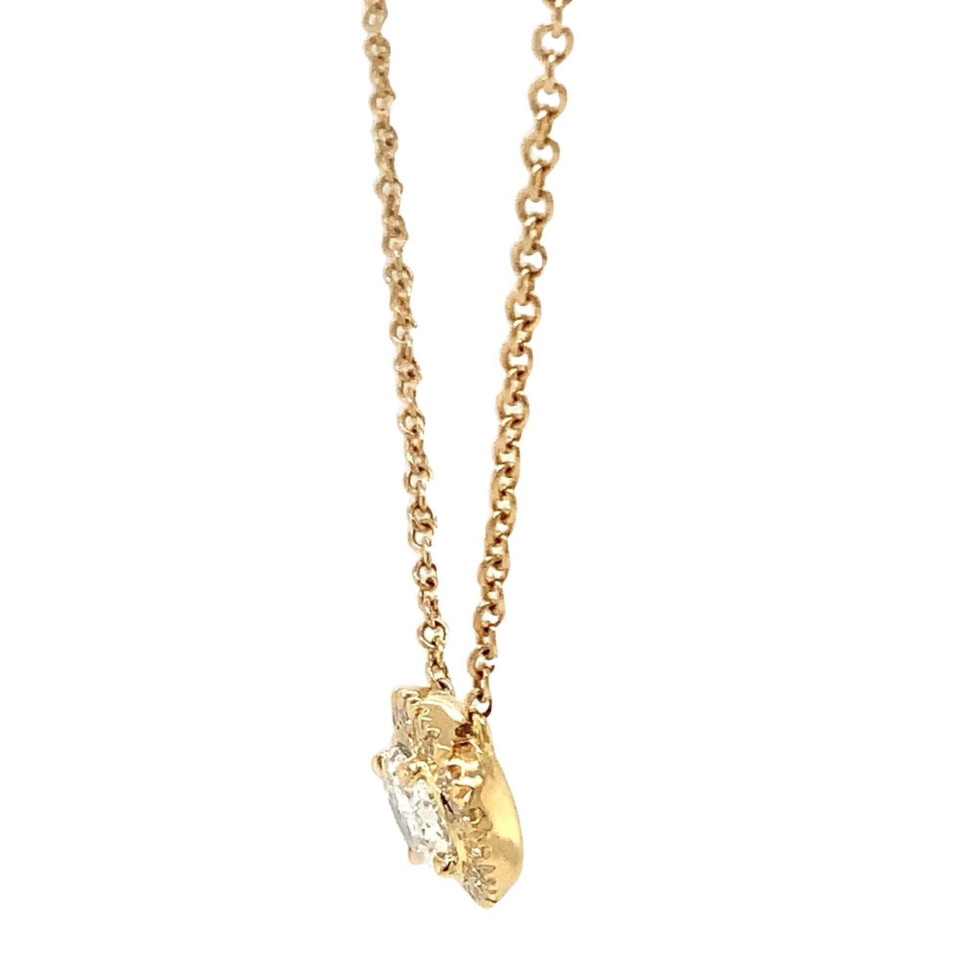 Women's Christopher Designs L'Amour Crisscut Diamond East West Halo Pendant in 18kt For Sale