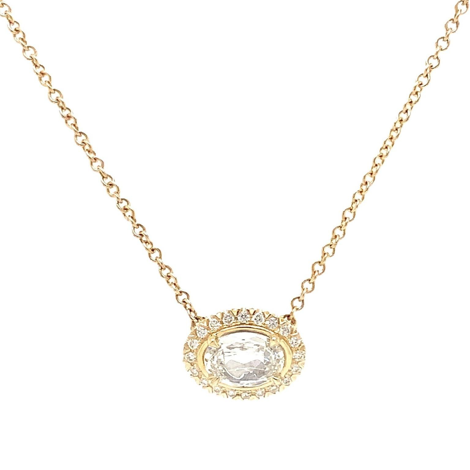 Christopher Designs L'Amour Crissscut Diamond East West Halo Pendentif en 18 carats  Pour femmes en vente
