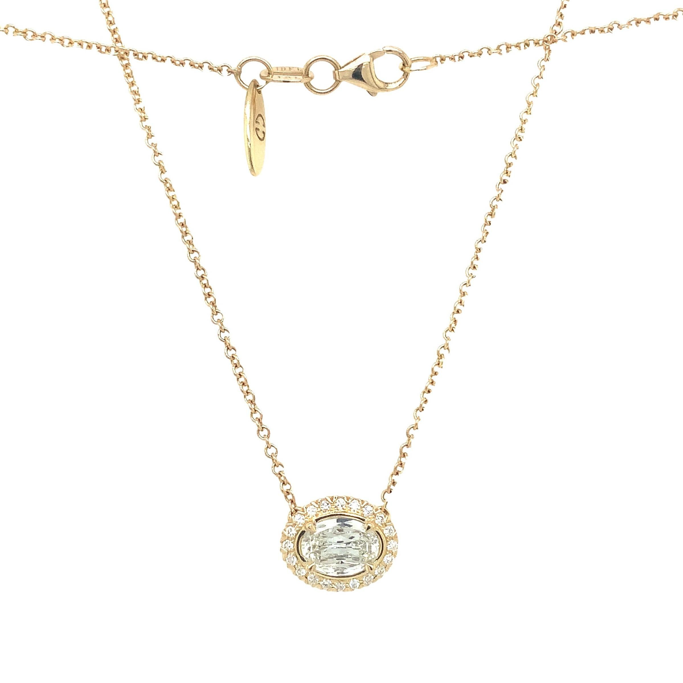 Christopher Designs L'Amour Crisscut Diamond East West Halo Pendant in 18kt For Sale 4
