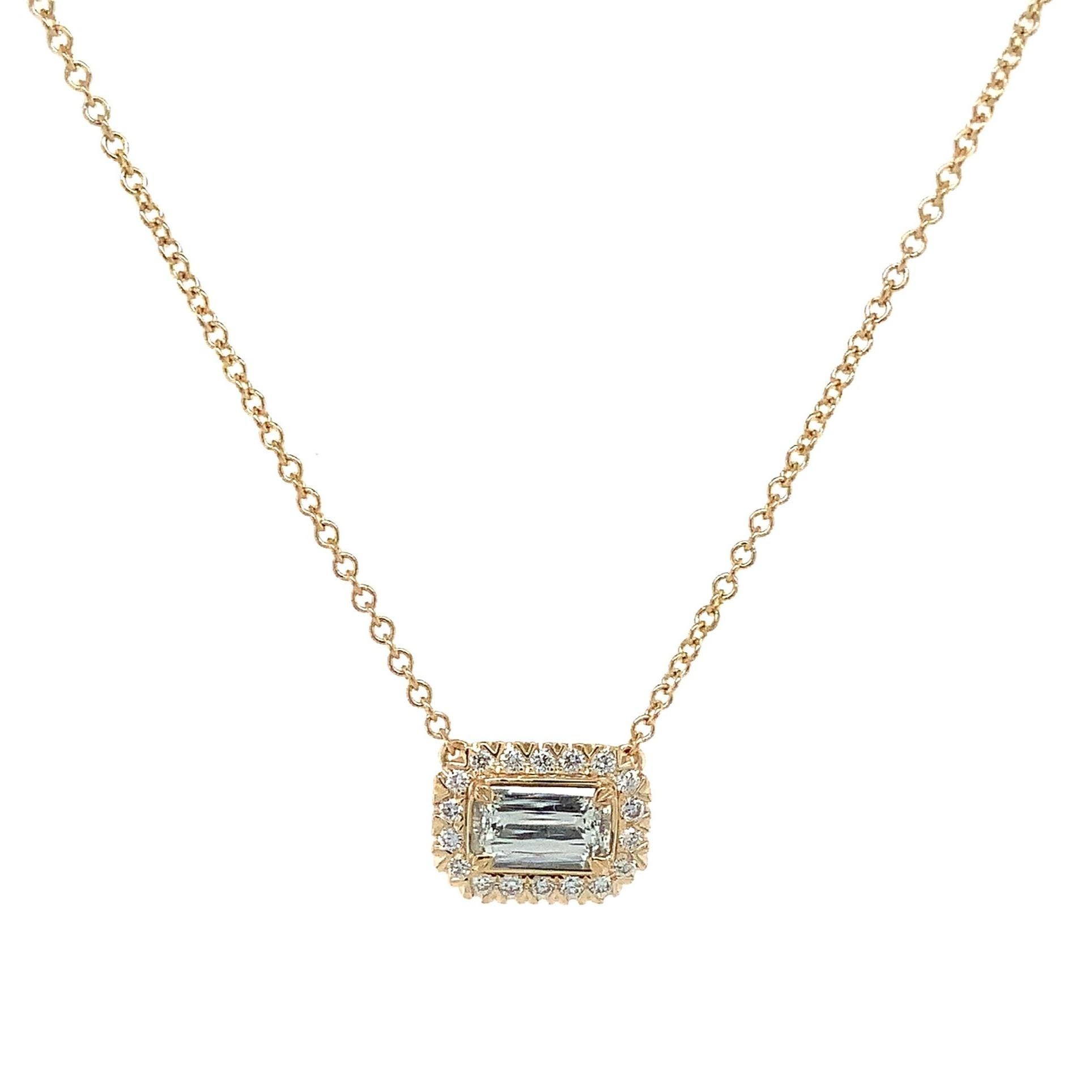 This exquisite Pendant from Christopher Designs features a 0.65 ct. L'Amour Crisscut® Diamond in G Color VS Clarity, and is flanked by 0.14 ct. t.w. of Brilliant Melee, for a total carat weight of 0.79 cts. Set in 18 kt Yellow Gold, the 10.5 mm x
