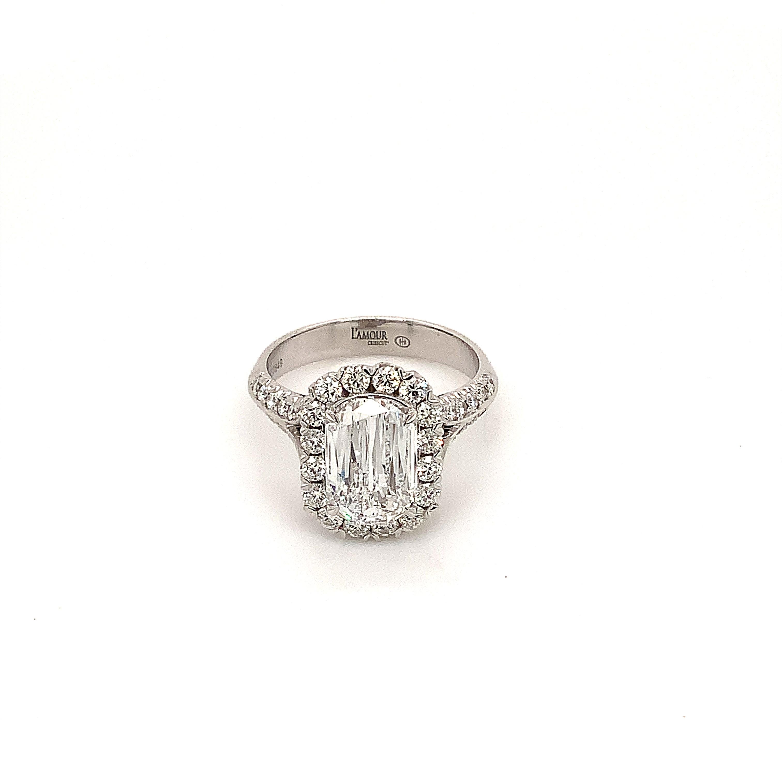 Christopher Designs L'Amour Anello con diamante tagliato a croce 2,01 carati D VVS 2 GIA in vendita 6