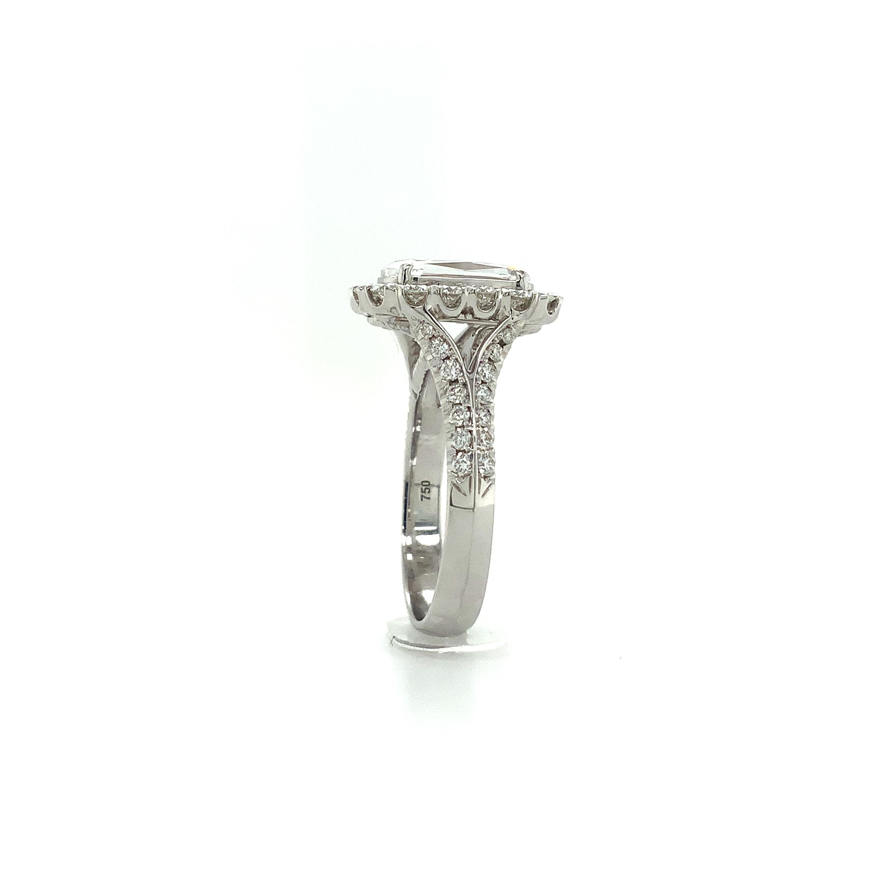 Christopher Designs L'Amour Anello con diamante tagliato a croce 2,01 carati D VVS 2 GIA in vendita 1