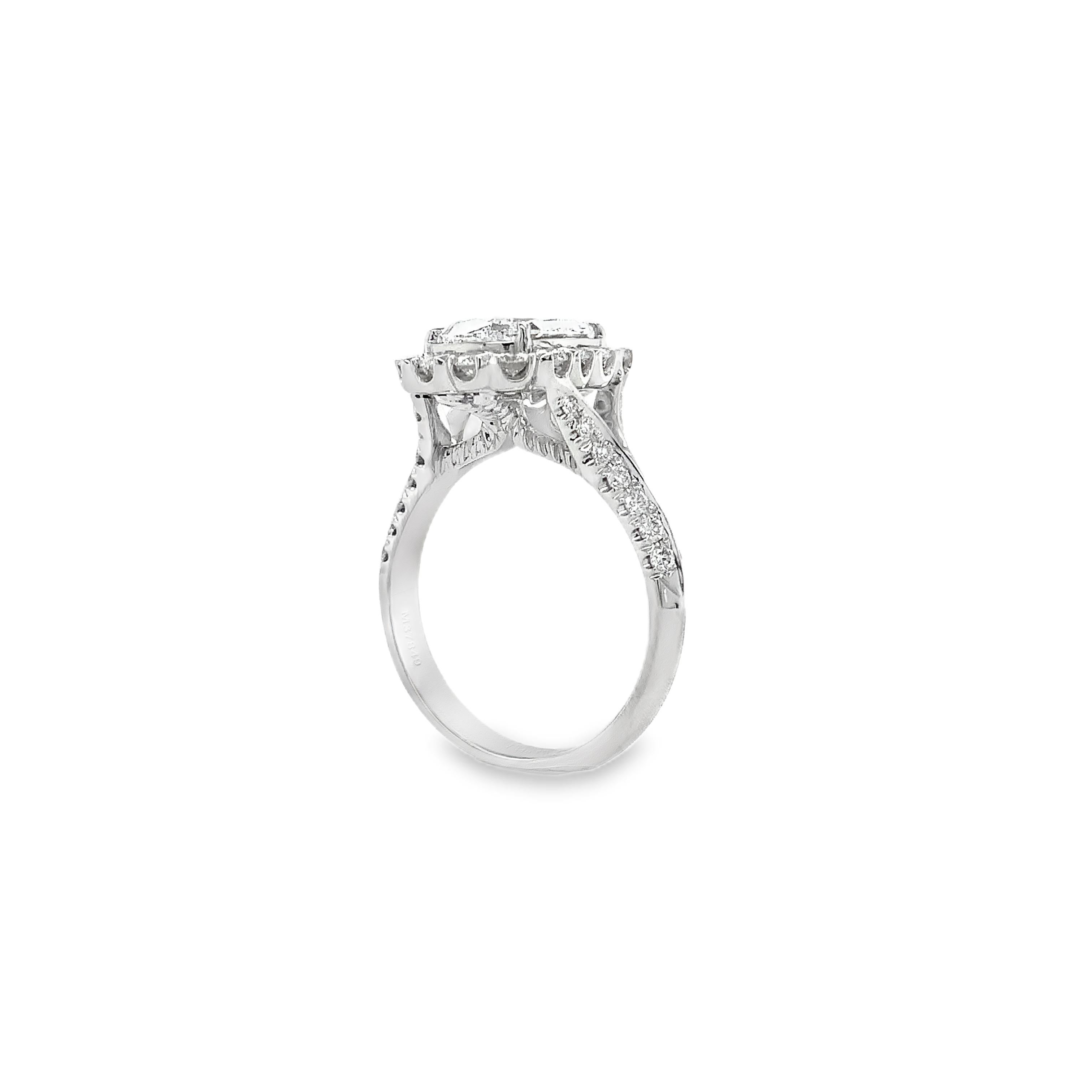 Christopher Designs L'Amour Anello con diamante tagliato a croce 2,01 carati D VVS 2 GIA in vendita 2