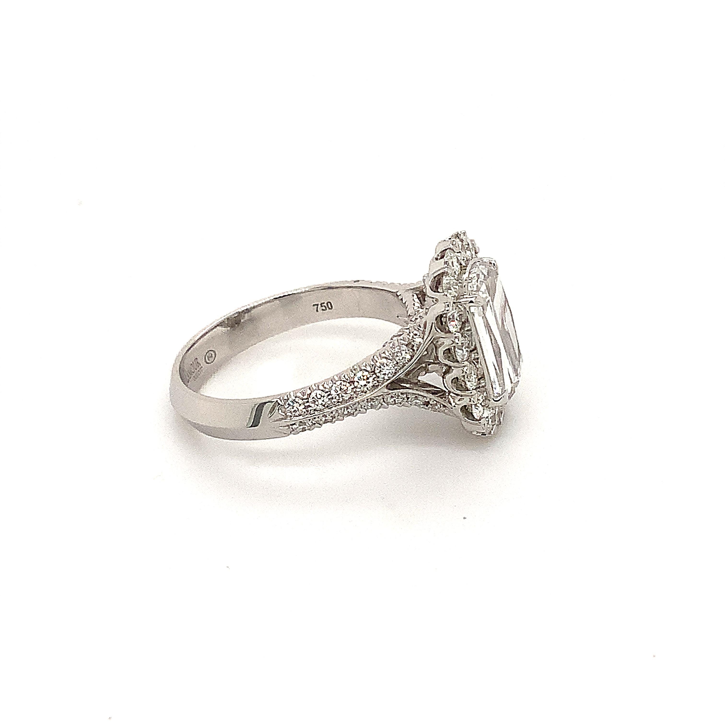 Crisscut Christopher Designs L'Amour Anello con diamante tagliato a croce 2,01 carati D VVS 2 GIA in vendita