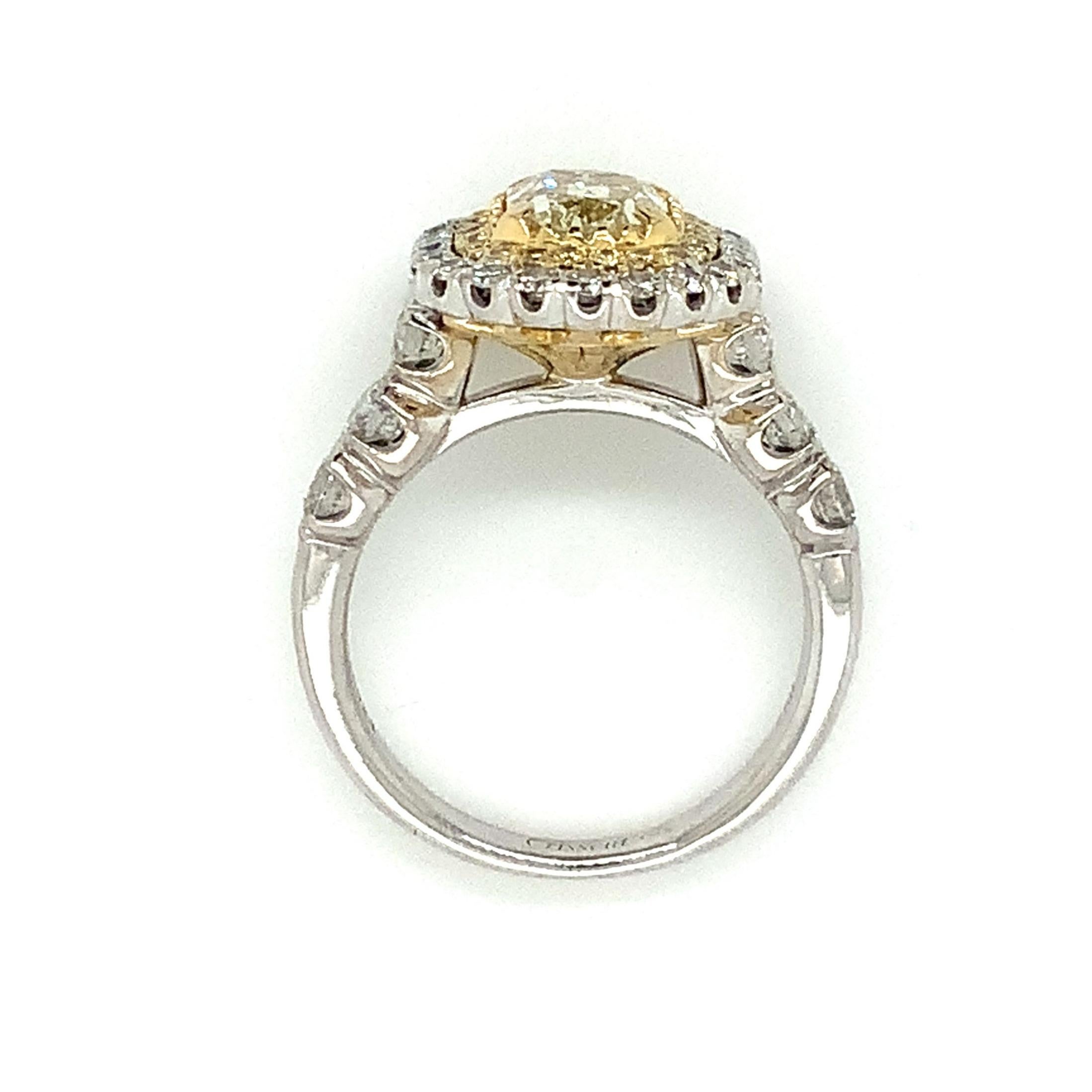 Christopher Designs L'Amour Crisscut Light Fancy Yellow Diamond Ring Set in 18K For Sale 2