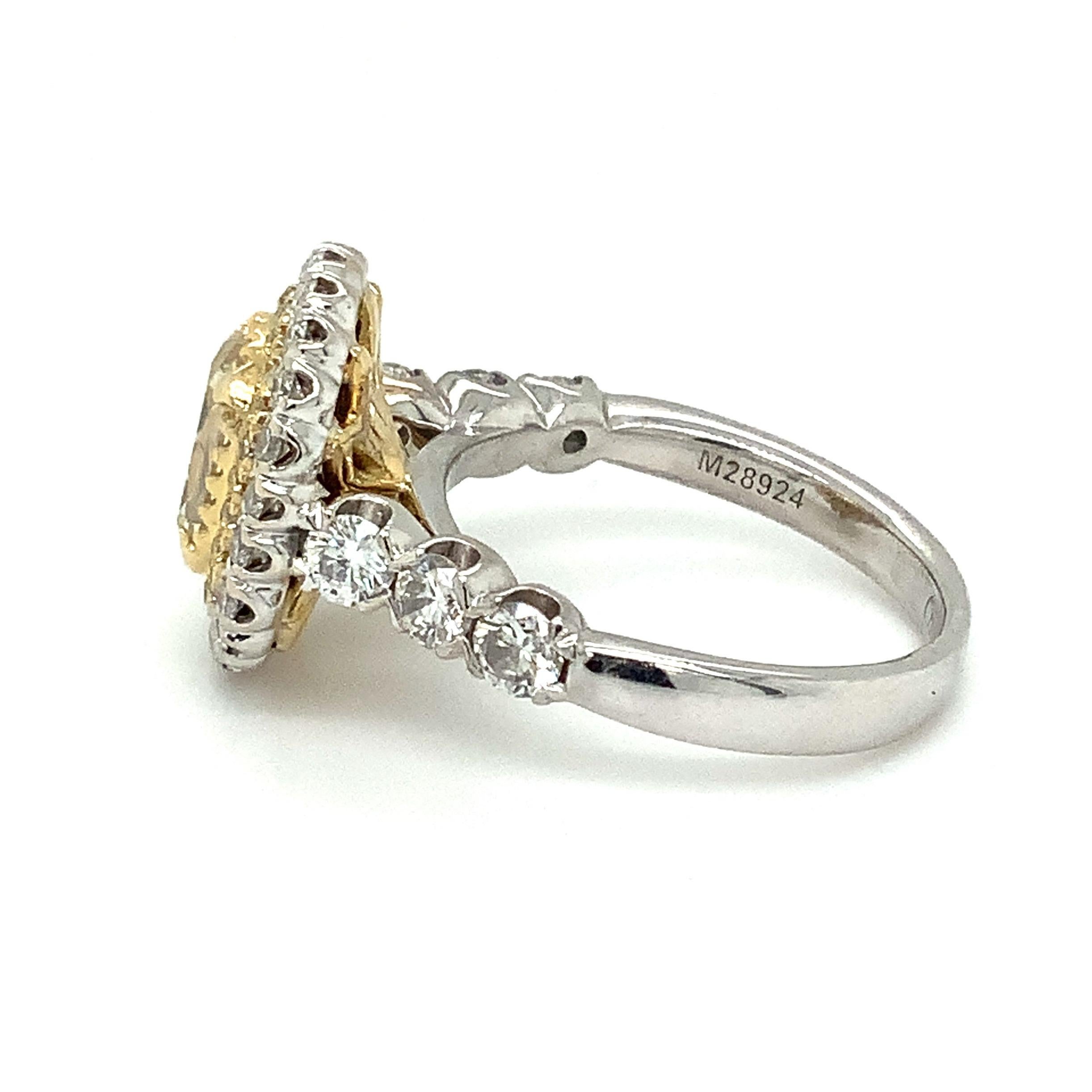 Christopher Designs L'Amour Crisscut Light Fancy Yellow Diamond Ring Set in 18K For Sale 3
