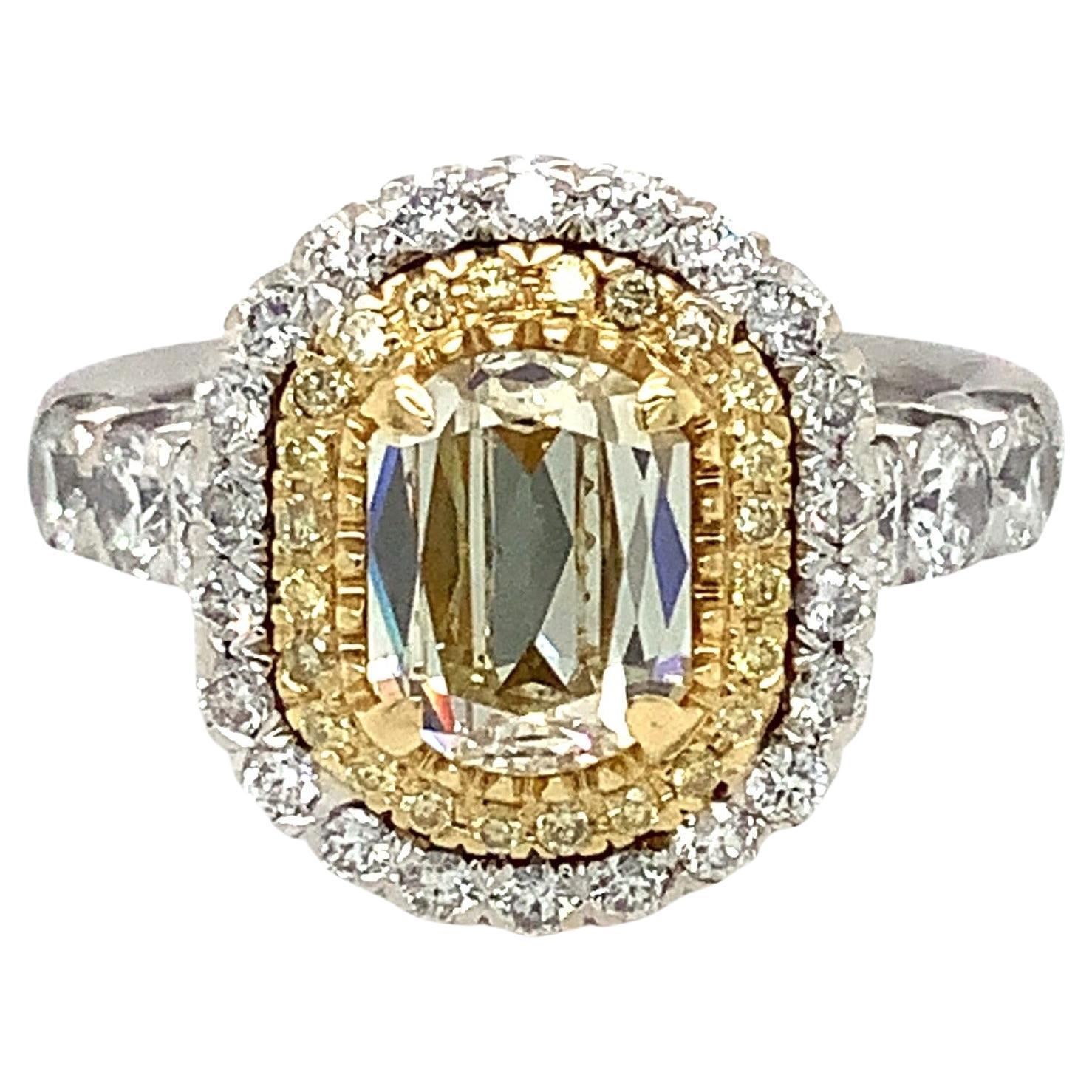 Christopher Designs L'Amour Crisscut Light Fancy Yellow Diamond Ring Set in 18K For Sale