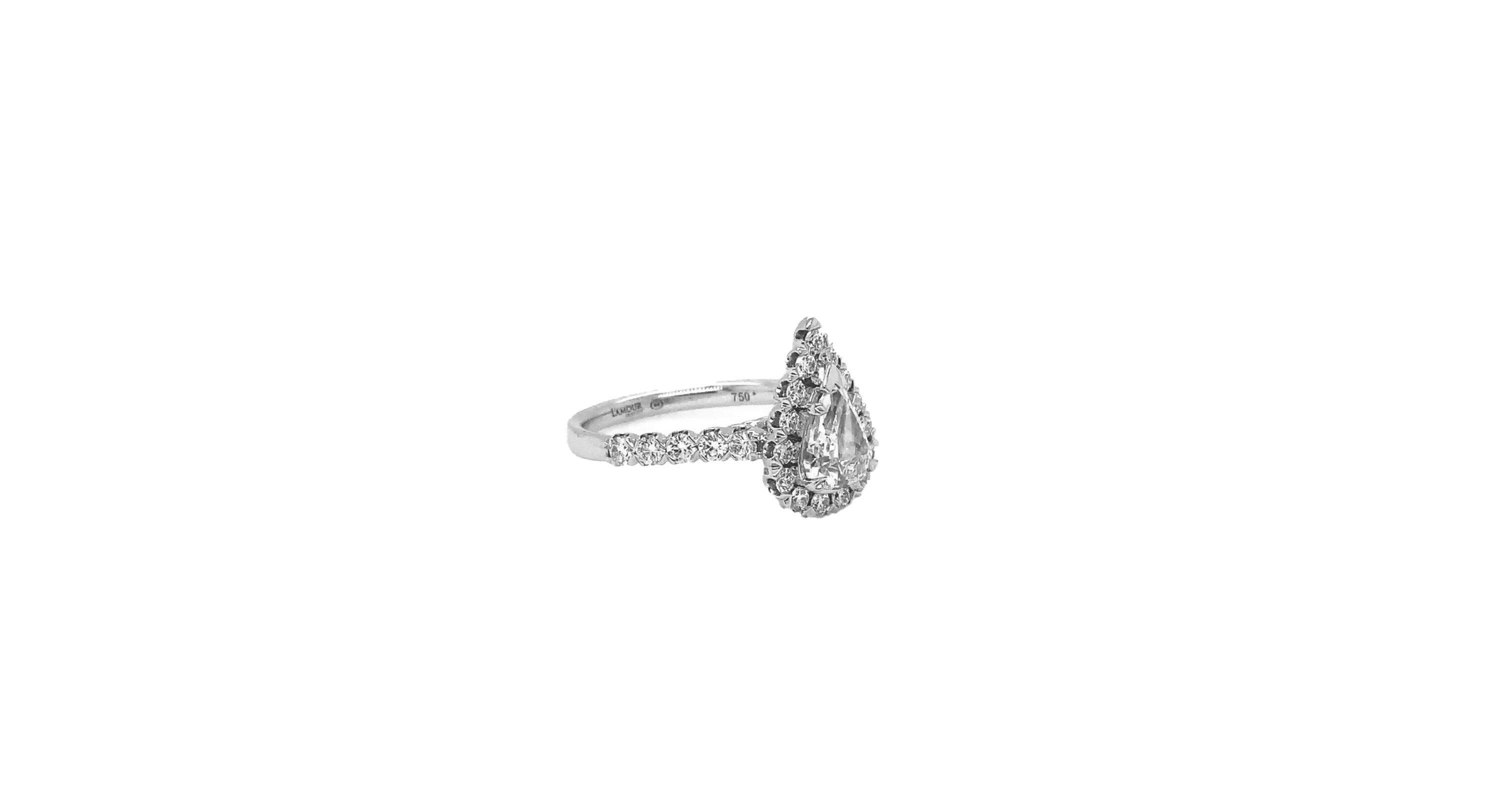 Modern Christopher Designs L'Amour Crisscut Pear Shape Diamond GIA Engagement Ring For Sale