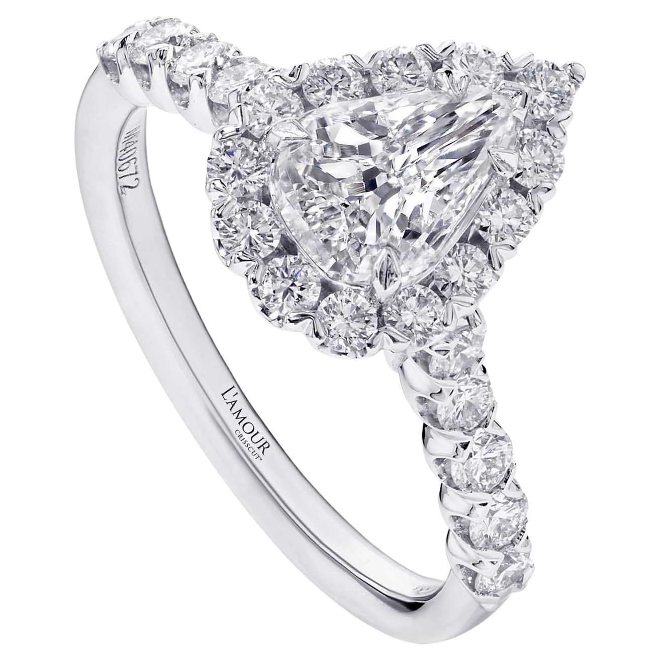 Christopher Designs L'Amour Crisscut Pear Shape Diamond GIA Engagement Ring