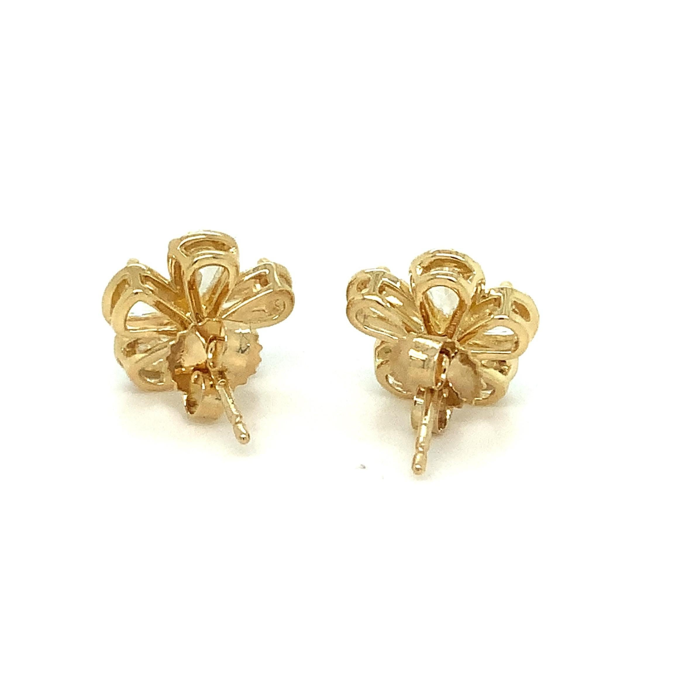 Christopher Designs L'Amour Crisscut® Pear Shape Floral Cluster Earrings set in 18 kt Yellow Gold. These Beautiful Flowers will never need watering. These earrings contain 10 L'Amour Crisscut® Pear Shape = 1.96 cts t.w.  These Diamonds are G in