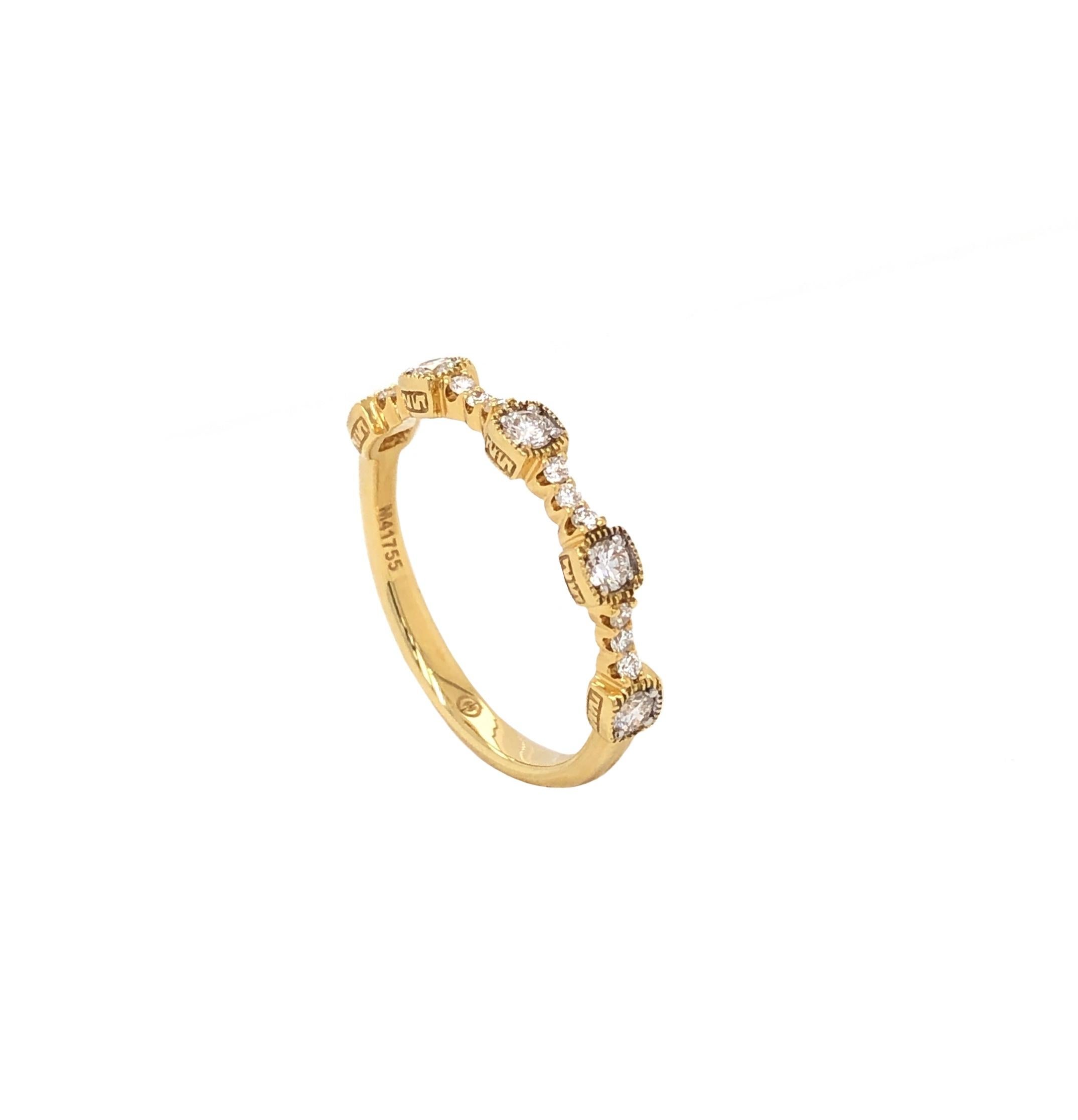 Christopher Designs Stackable Diamond Band  18K Yellow Gold, 
17Round Brilliant Cut Diamonds equal to 0.25ctw
G in Color SI 1 in clarity
3.1 mm tapering to 2.5 mm
Serial # M41755   
Size 6
These are available in Rose Gold and White Gold, Also