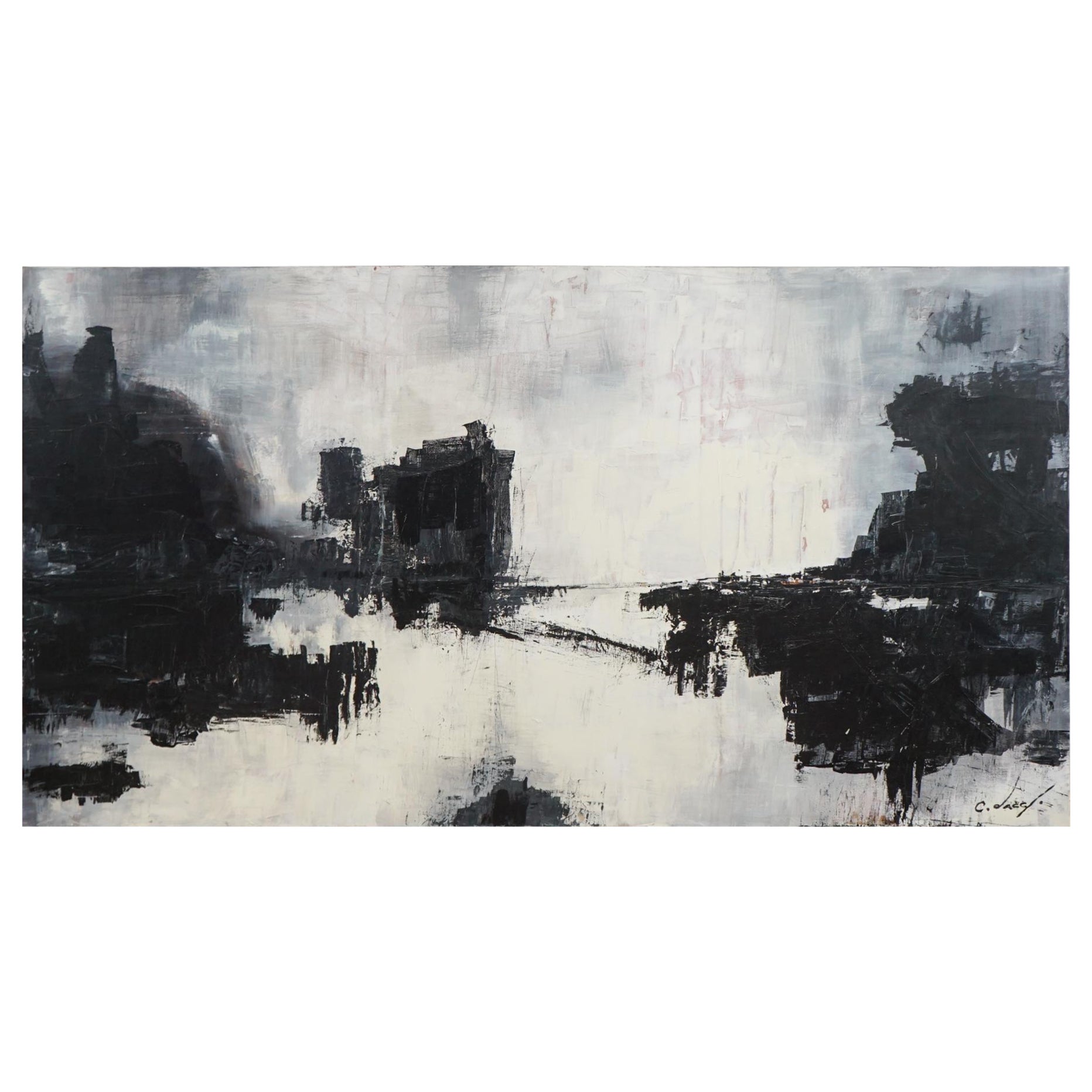 Christopher Draghi, "Arcadian Sunset over the Hudson" Mixed Media For Sale