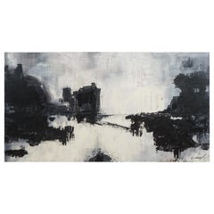 Christopher Draghi, "Arcadian Sunset over the Hudson" Mixed Media