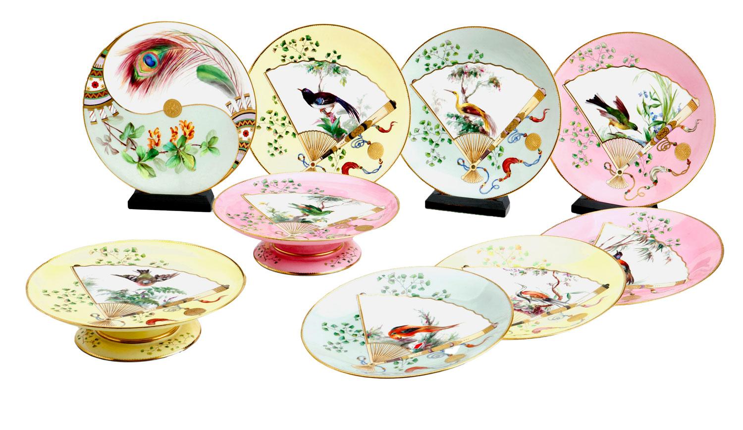 Gilt Christopher Dresser Aesthetic movement Japonism style Pink Minton Plate 1876 For Sale