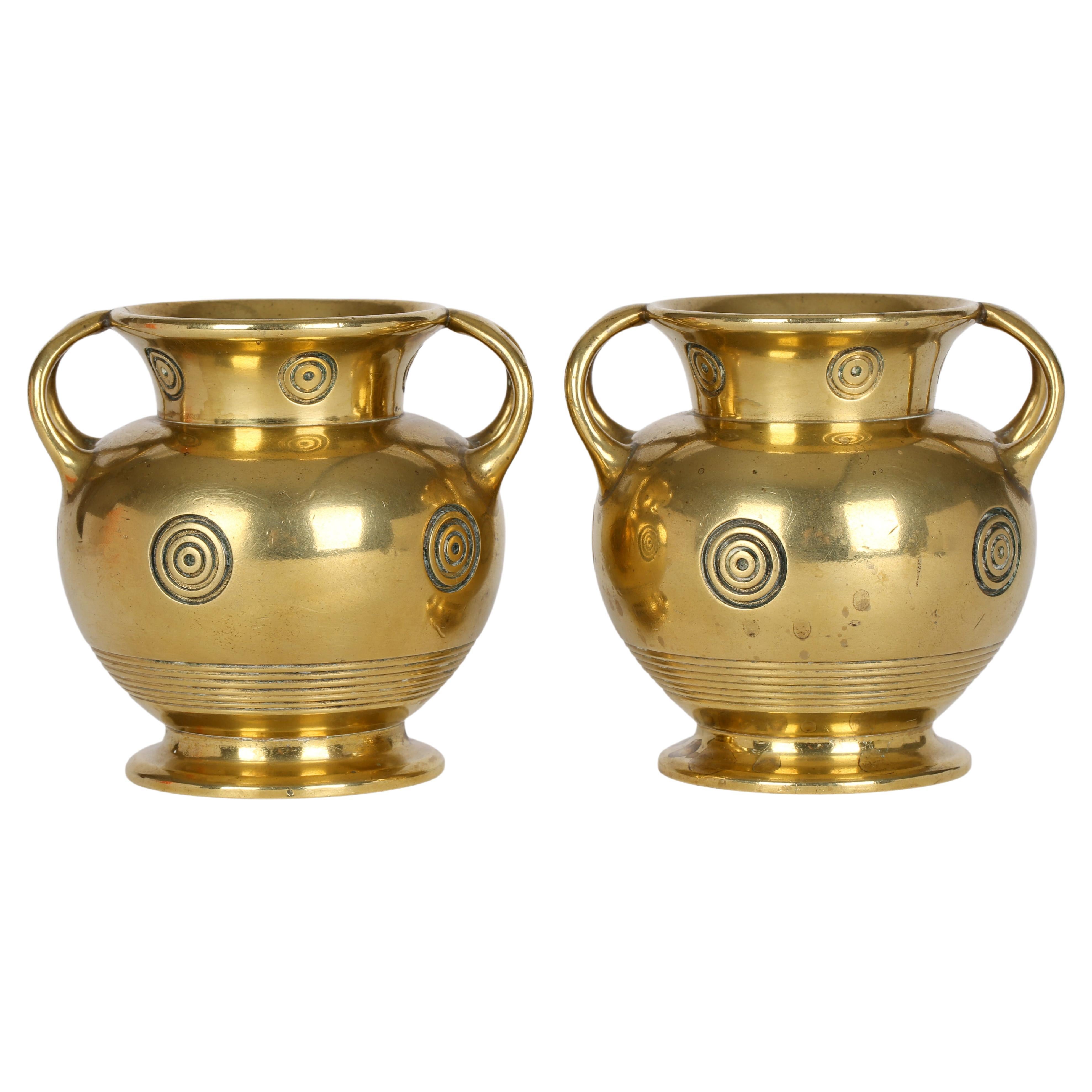 Christopher Dresser Benham & Froud Bullseye Brass Vases