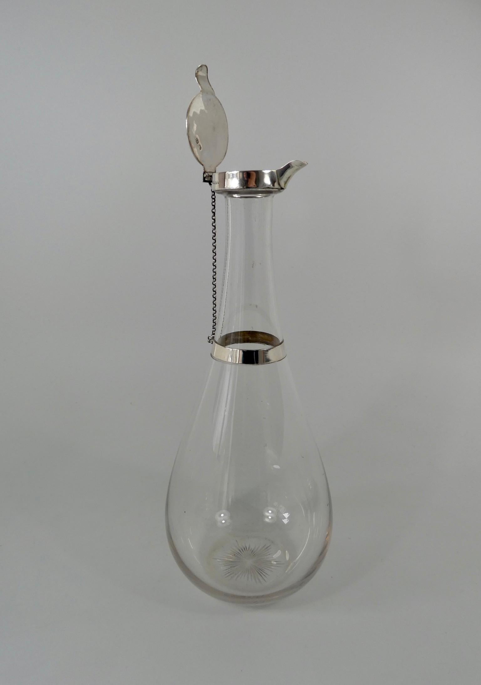 Other Christopher Dresser Designed Silver Mounted Glass Decanter, Dated 1879