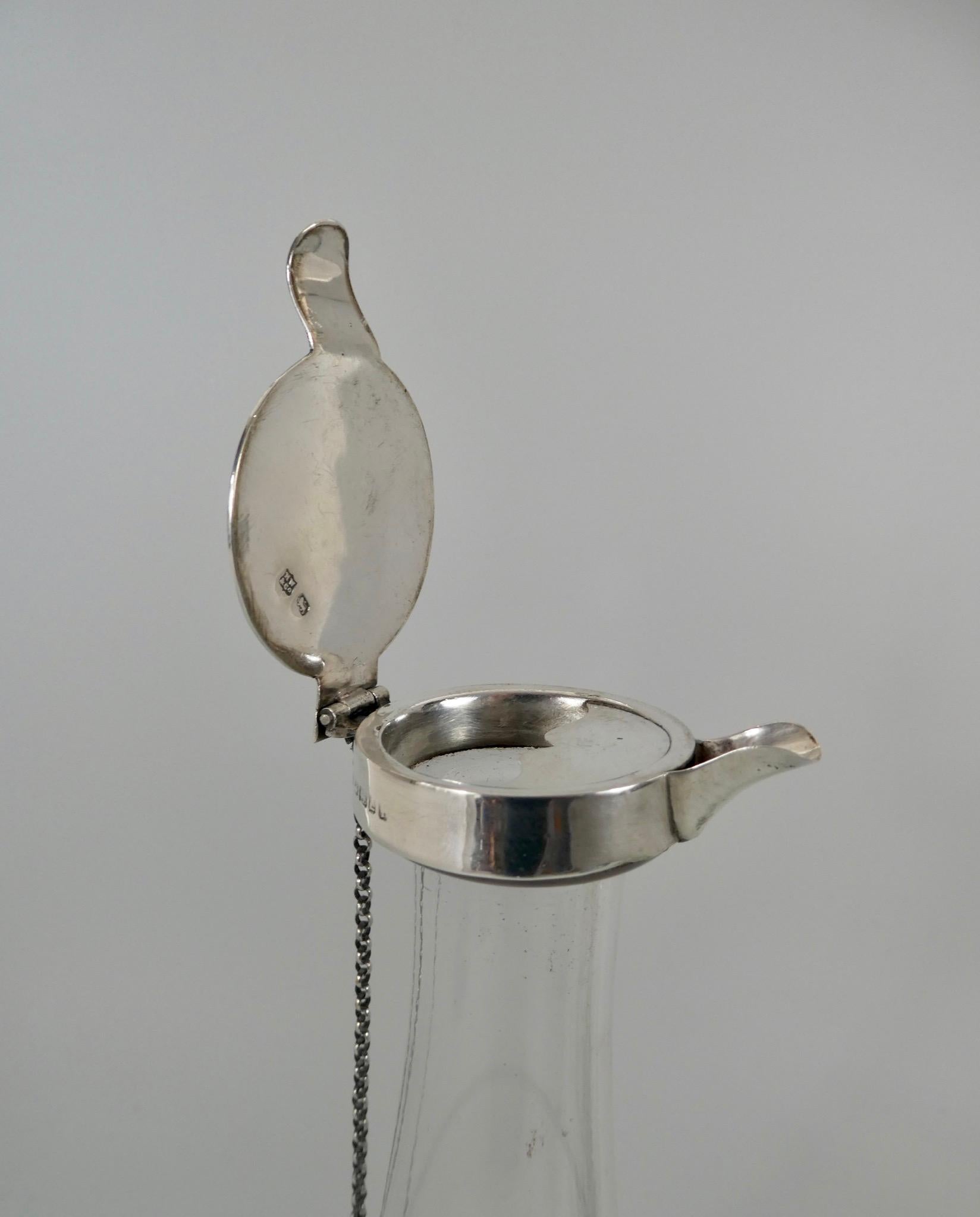Christopher Dresser Designed Silver Mounted Glass Decanter, Dated 1879 In Good Condition In Gargrave, North Yorkshire