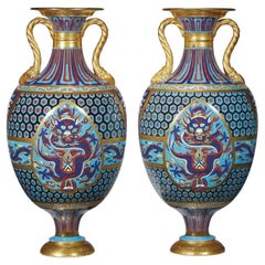 Christopher Dresser Faux Cloisonne Vases for Mintons